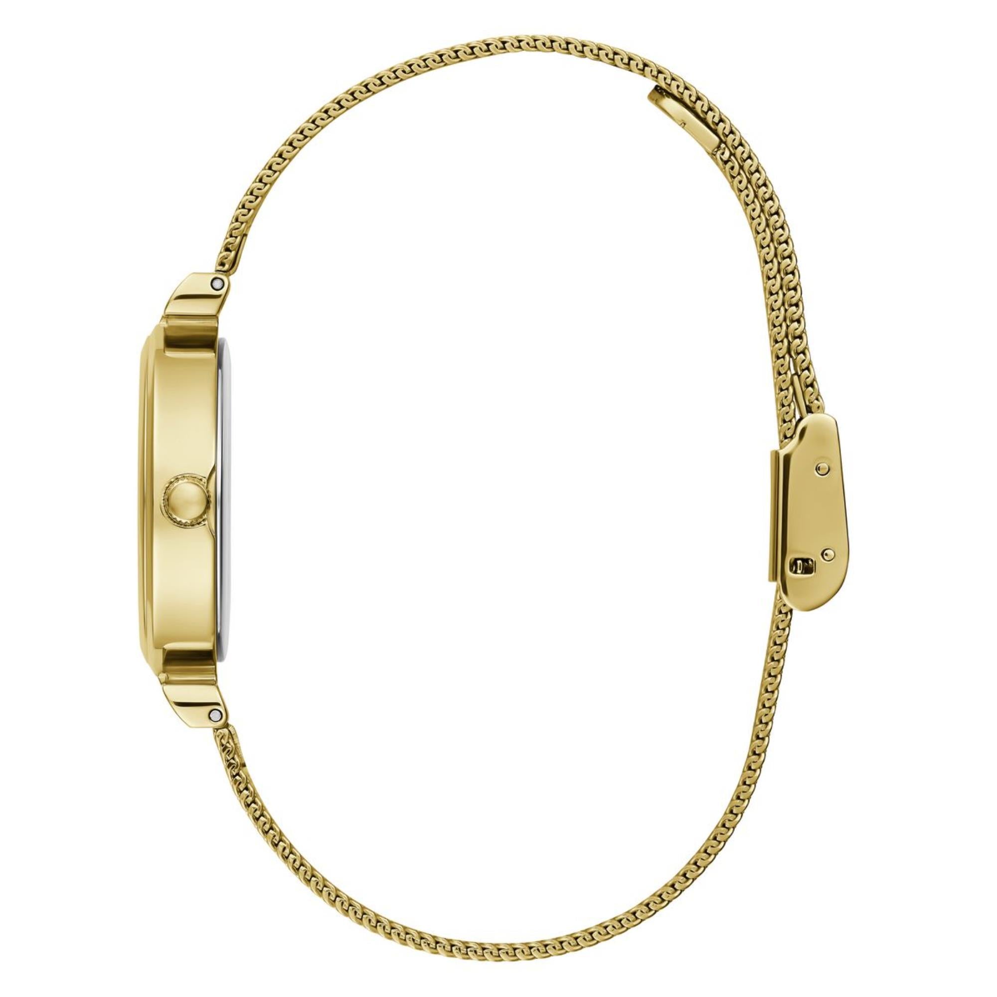 Guess Array Perlmutt Zifferblatt Edelstahl-Mesharmband Damen Uhr GW0471L2