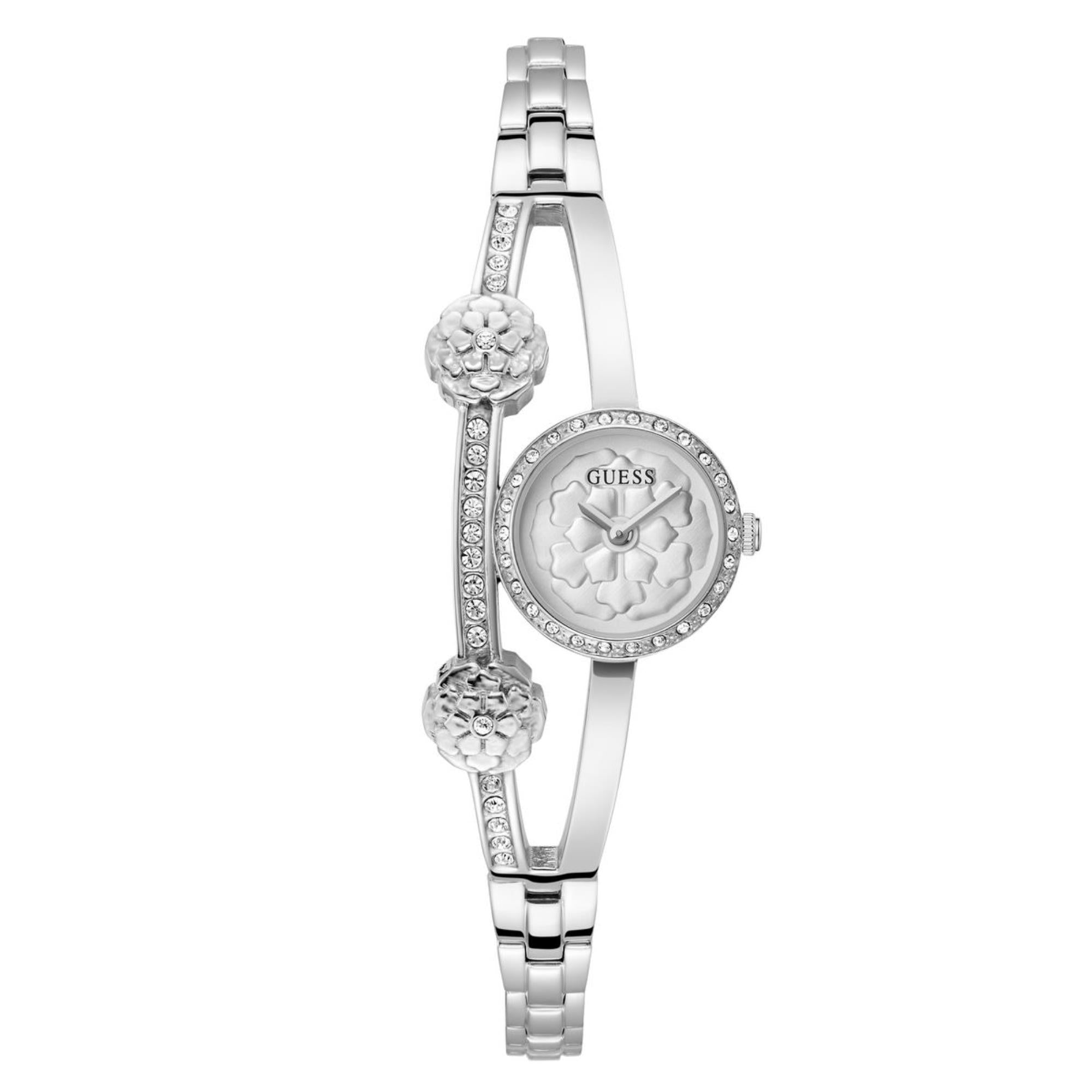 Guess Chloe Silbernes Zifferblatt Edelstahlarmband Damen Uhr GW0756L1