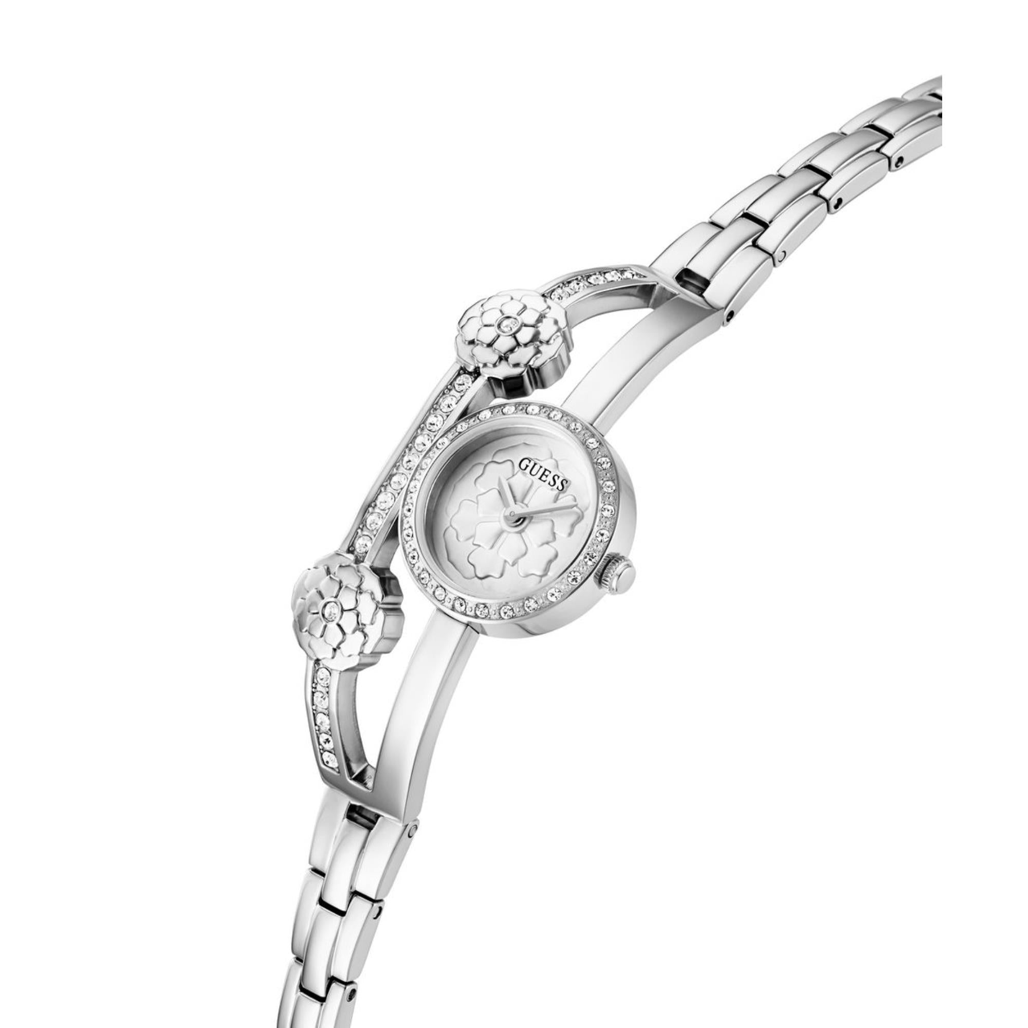 Guess Chloe Silbernes Zifferblatt Edelstahlarmband Damen Uhr GW0756L1