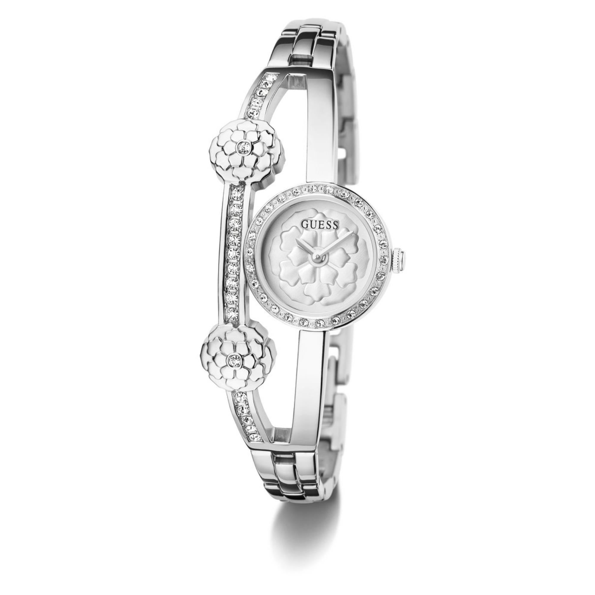 Guess Chloe Silbernes Zifferblatt Edelstahlarmband Damen Uhr GW0756L1