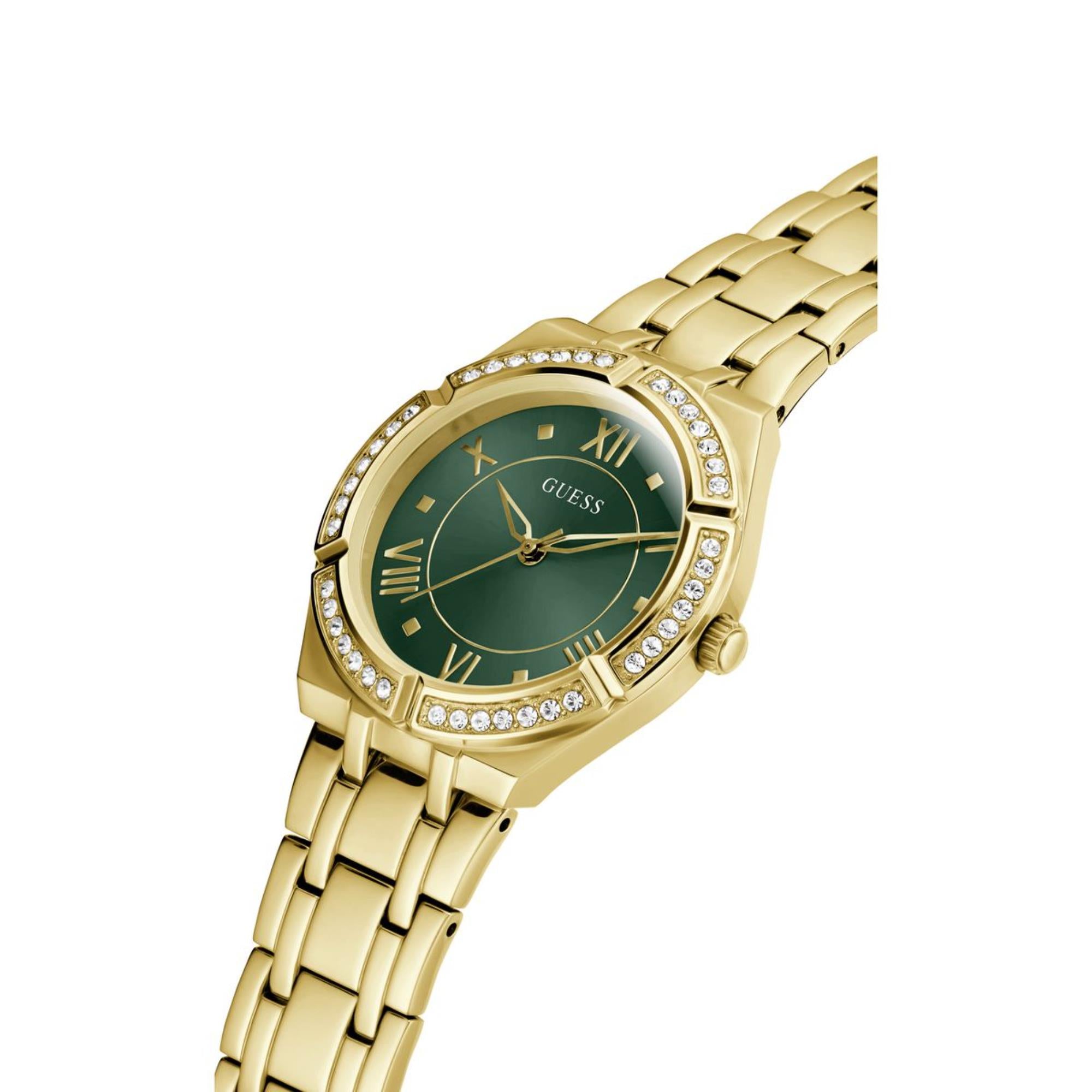 Guess Cosmo Grünes Zifferblatt Edelstahlarmband Damen Uhr GW0033L8