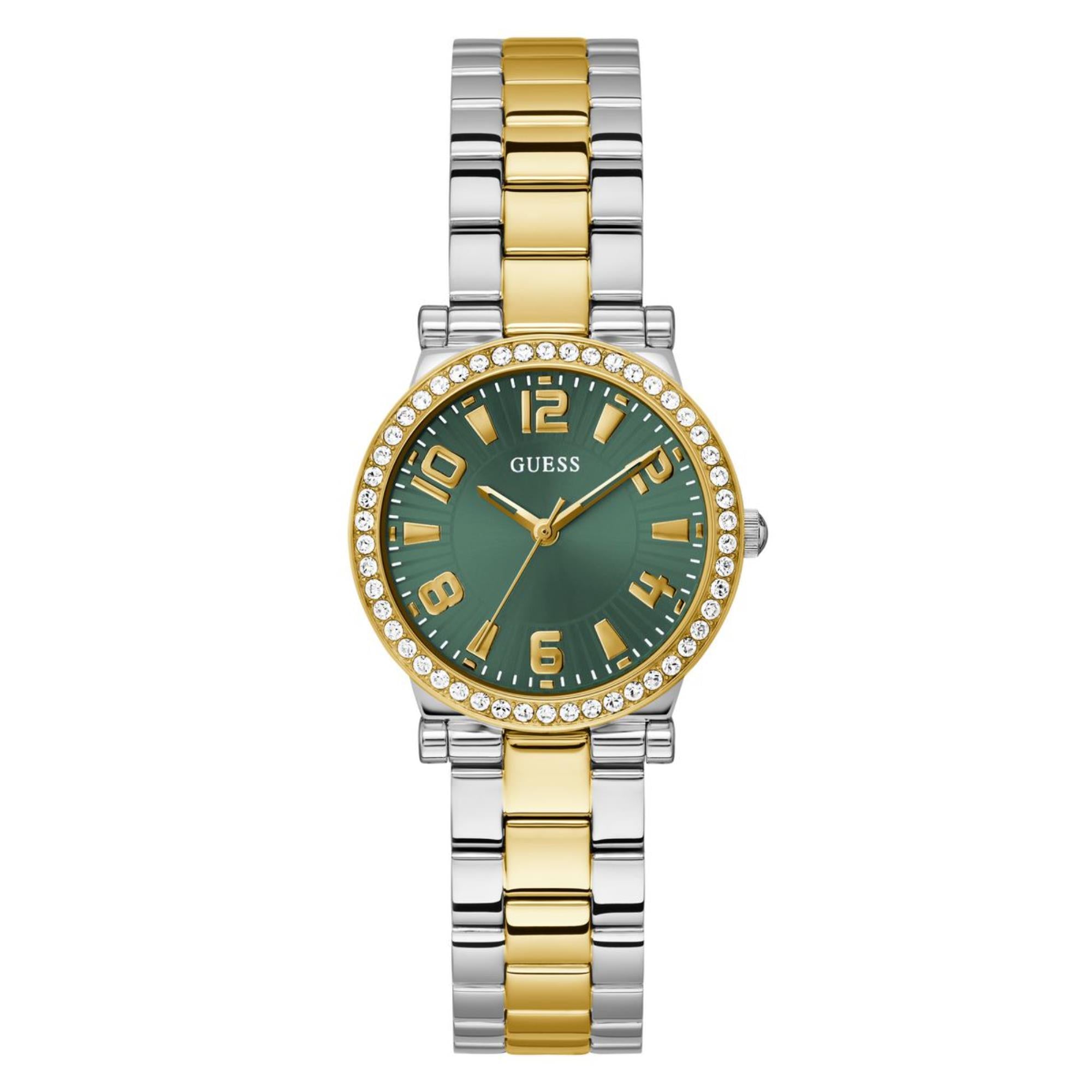 Guess Fawn Grünes Zifferblatt Edelstahlarmband Damen Uhr GW0686L2