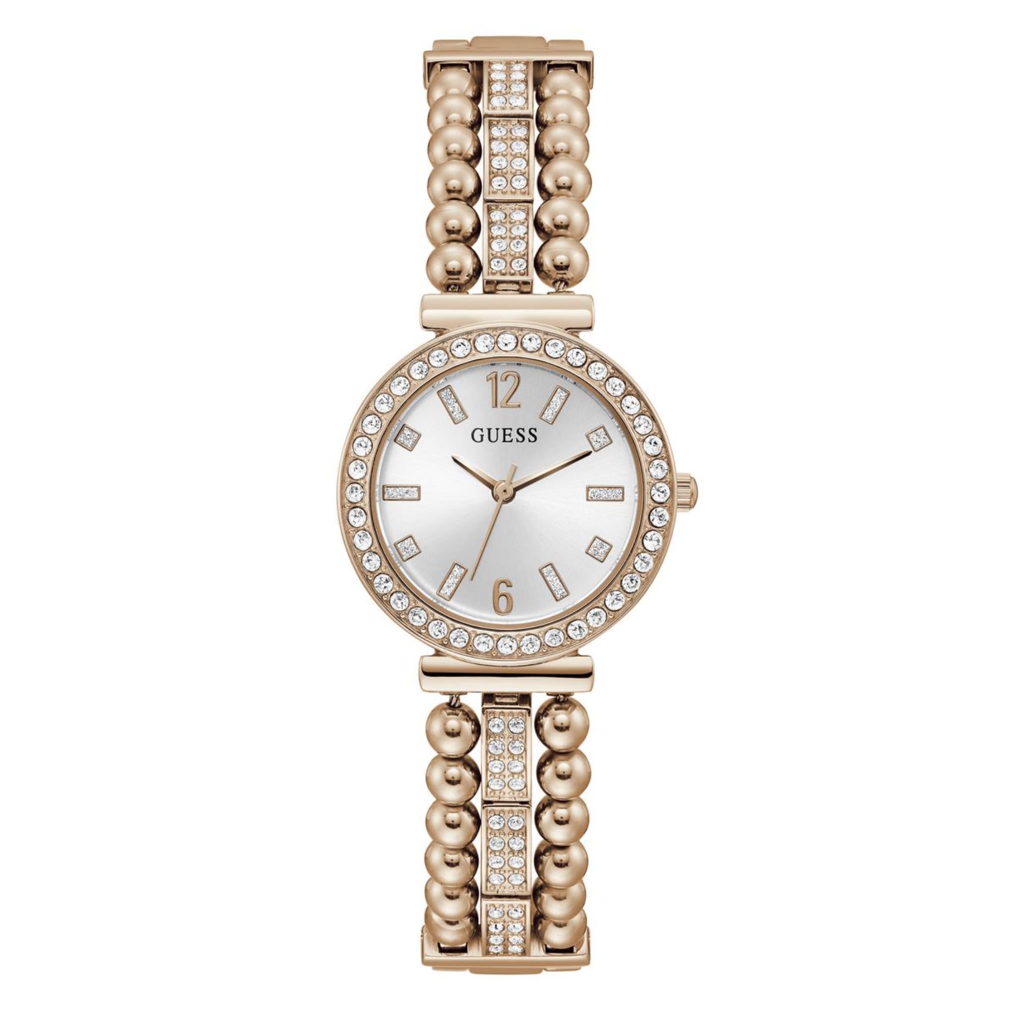 Guess Gala Weißes Zifferblatt Edelstahlarmband Damen Uhr GW0401L3