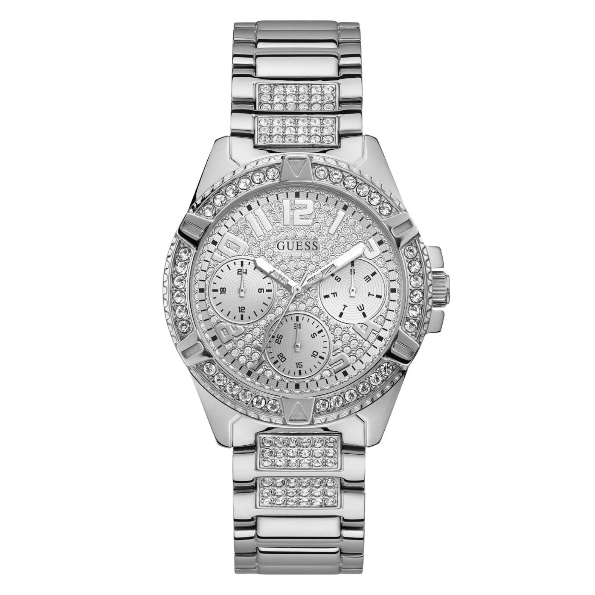 Guess Lady Frontier Silbernes Zifferblatt Edelstahlarmband Damen Uhr W1156L1