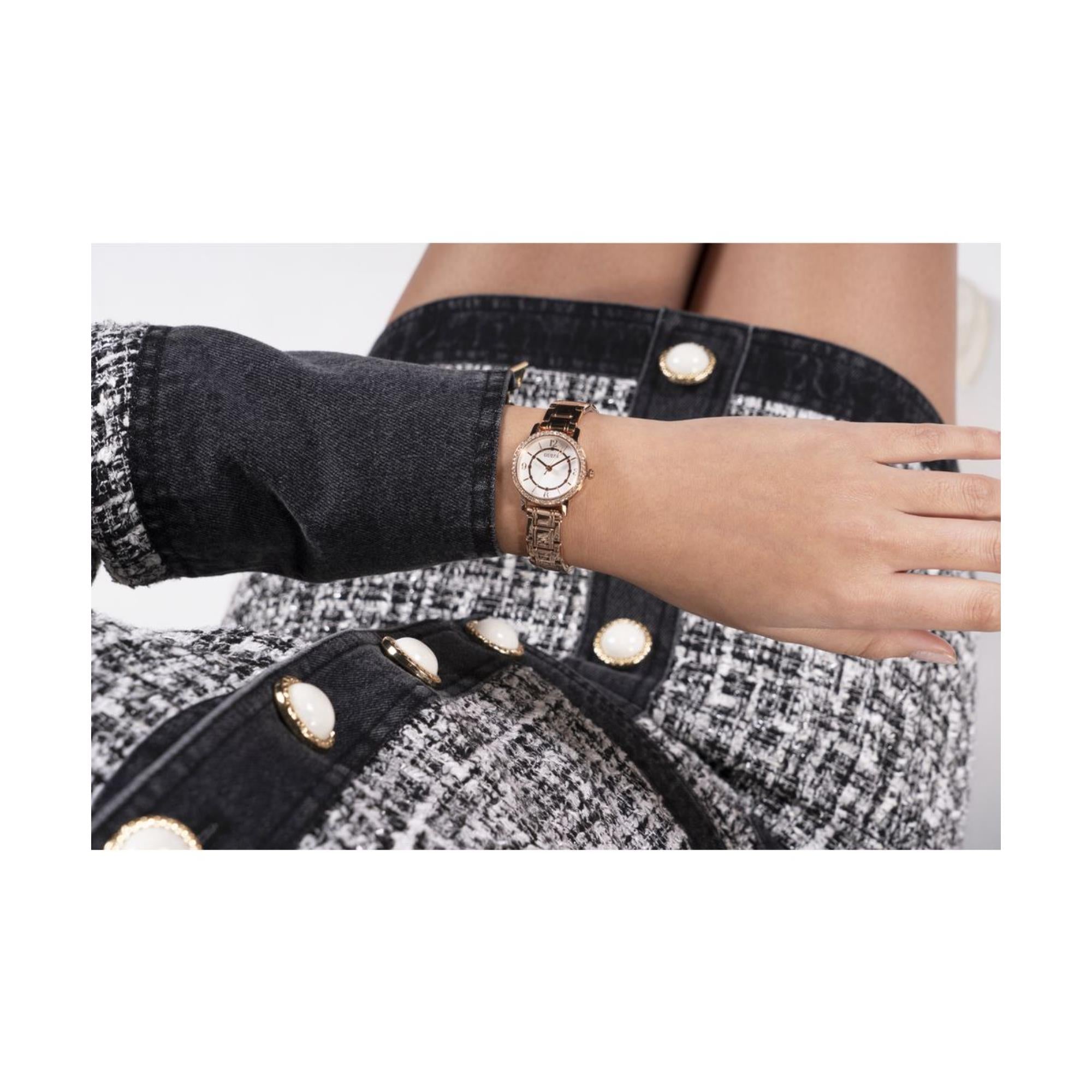 Guess Melody Weißes Zifferblatt Edelstahlarmband Damen Uhr GW0468L3
