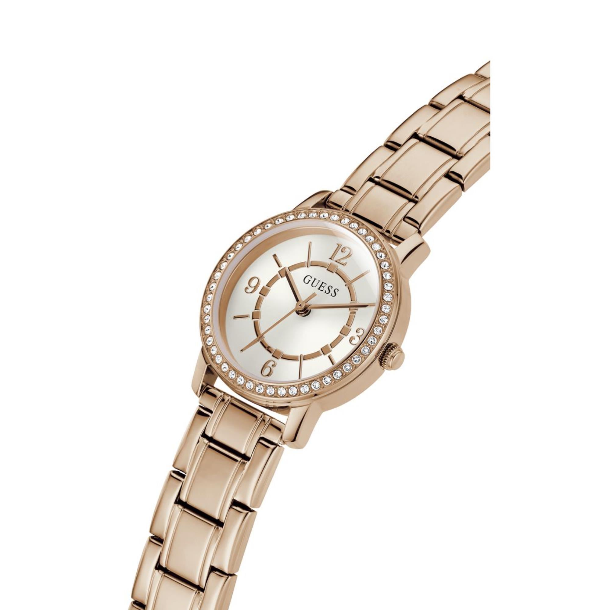 Guess Melody Weißes Zifferblatt Edelstahlarmband Damen Uhr GW0468L3
