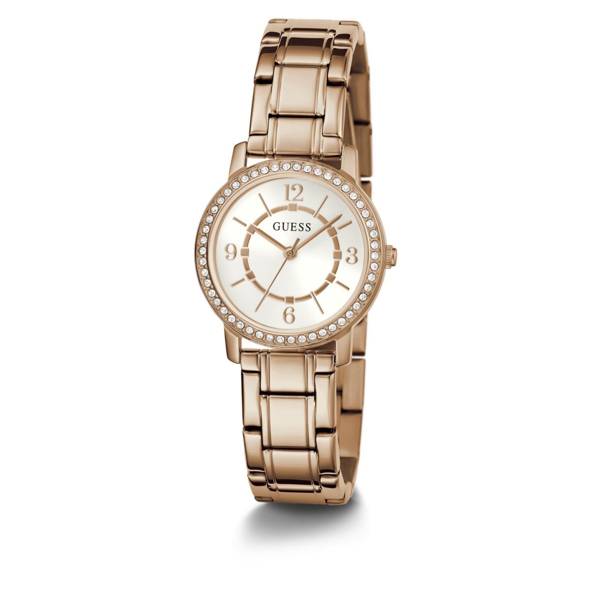 Guess Melody Weißes Zifferblatt Edelstahlarmband Damen Uhr GW0468L3