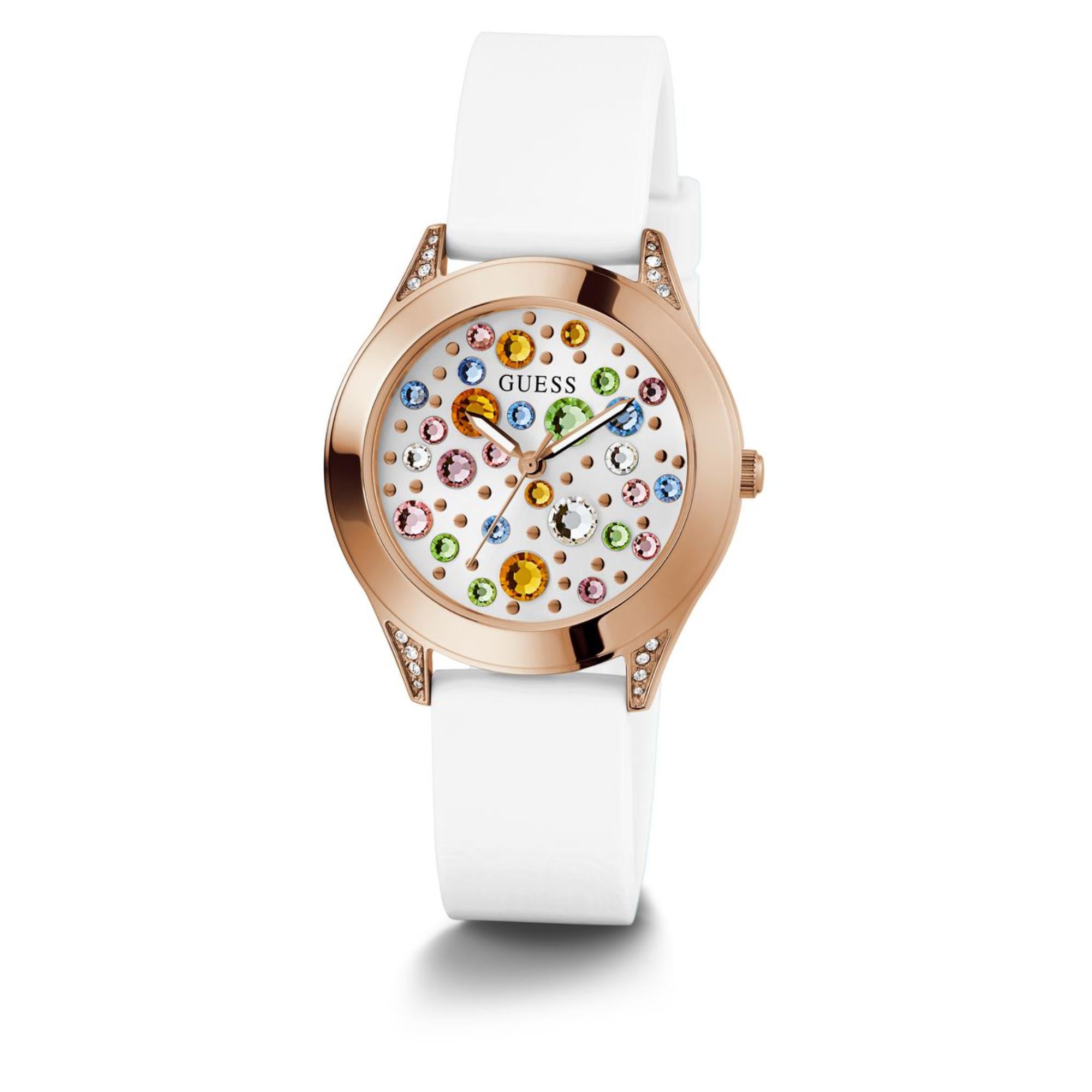 Guess Mini Wonderlust Weißes Zifferblatt Silikonarmband Damen Uhr GW0678L4