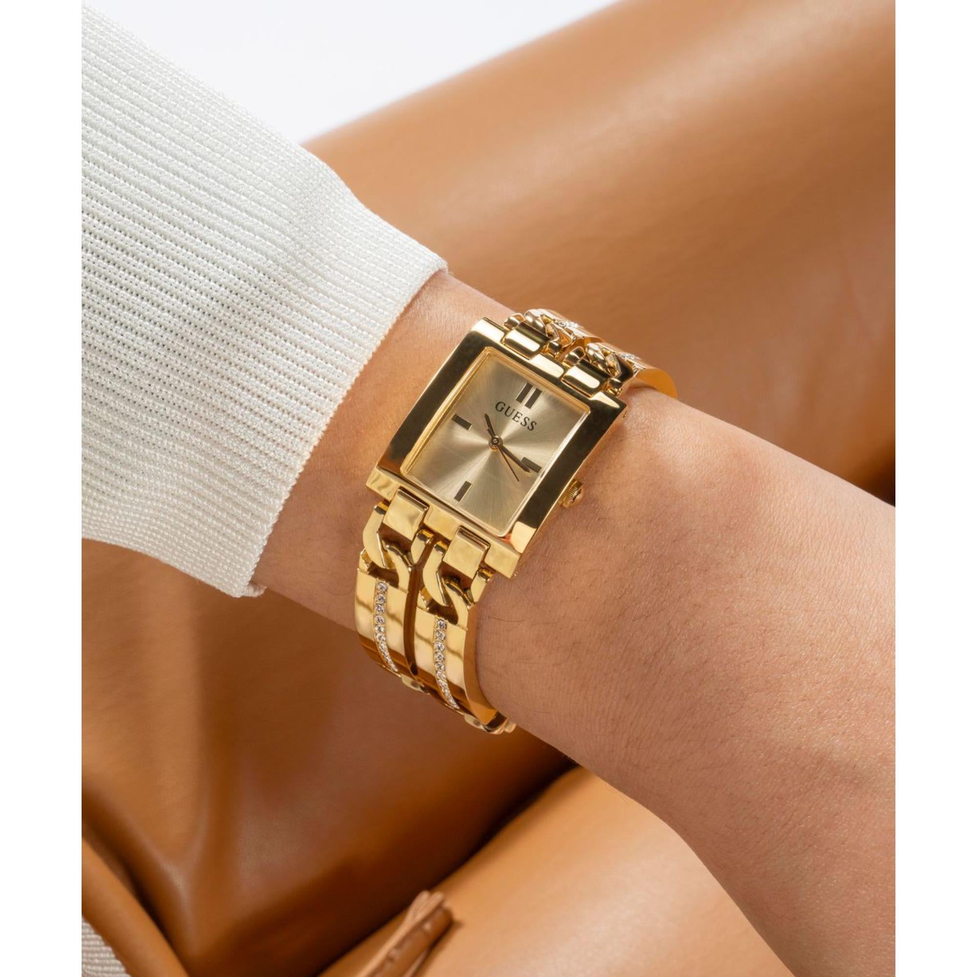 Guess Mod ID Champagner Zifferblatt Edelstahlarmband Damen Uhr GW0668L2