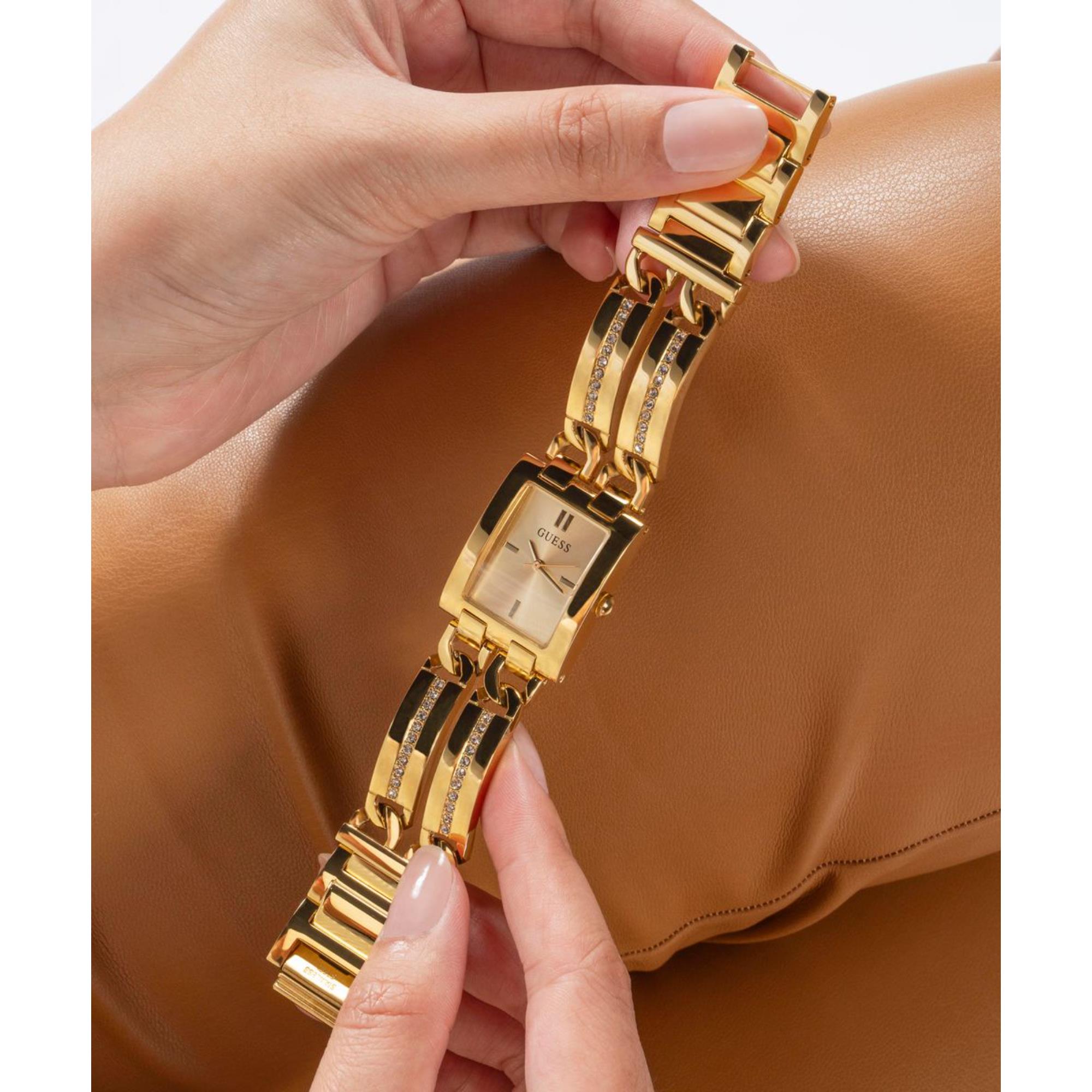 Guess Mod ID Champagner Zifferblatt Edelstahlarmband Damen Uhr GW0668L2