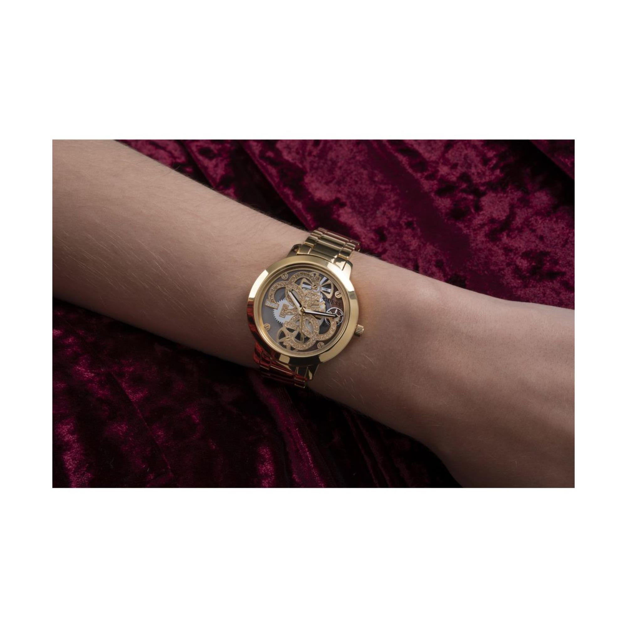 Guess Quatro Clear Gold Dial Stainless Steel Strap Women's Watch GW0300L2
