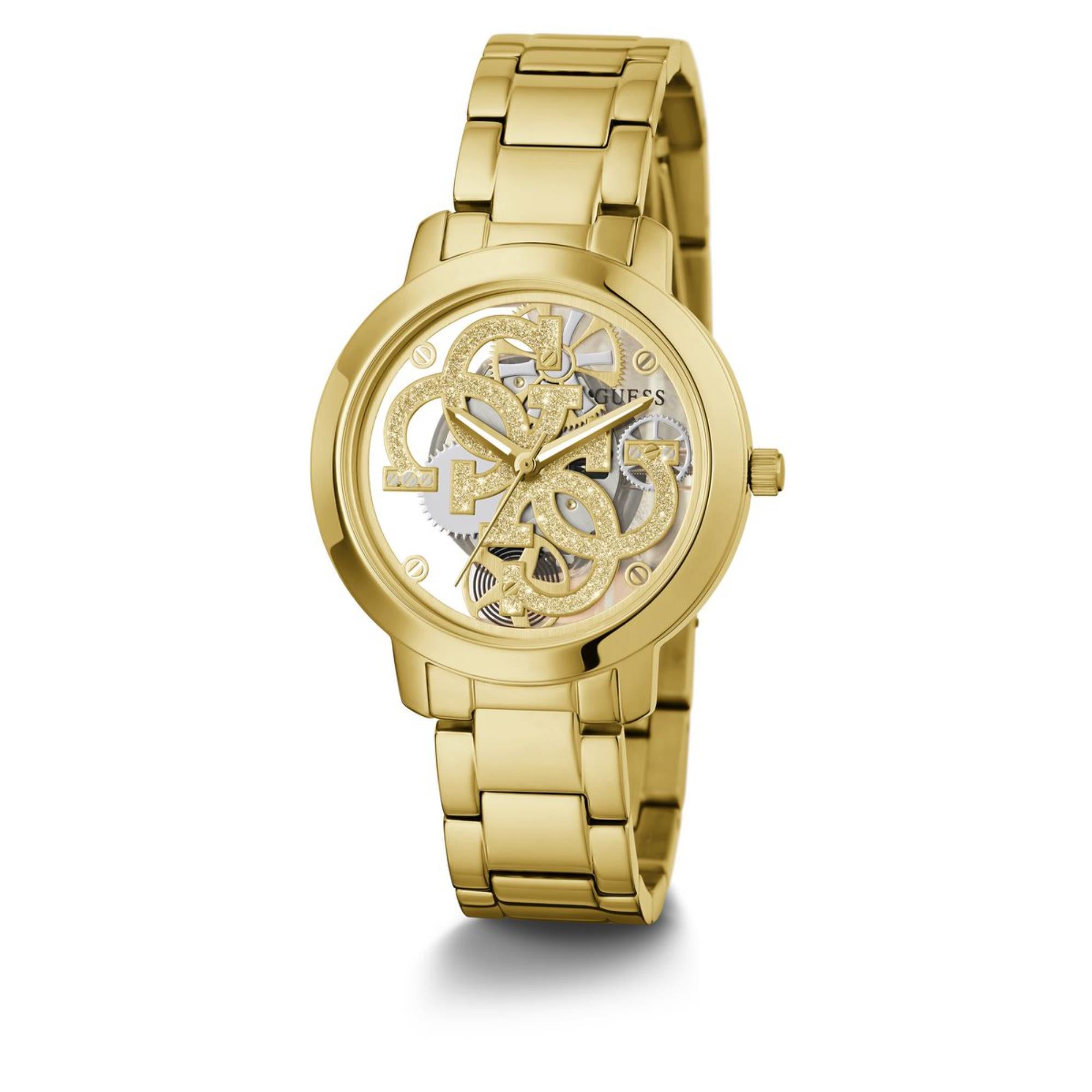 Guess Quatro Clear Gold Dial Stainless Steel Strap Women's Watch GW0300L2