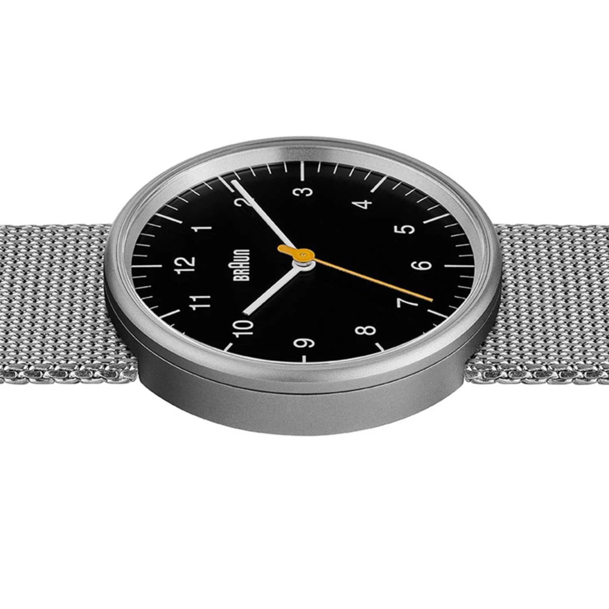 Braun Classic Schwarzes Zifferblatt Stahl-Mesh-Armband Herrenuhr BN0021BKSLMHG