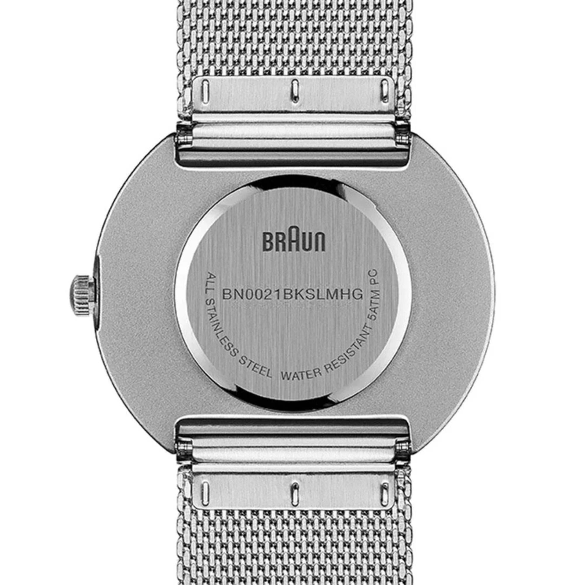 Braun Classic Schwarzes Zifferblatt Stahl-Mesh-Armband Herrenuhr BN0021BKSLMHG