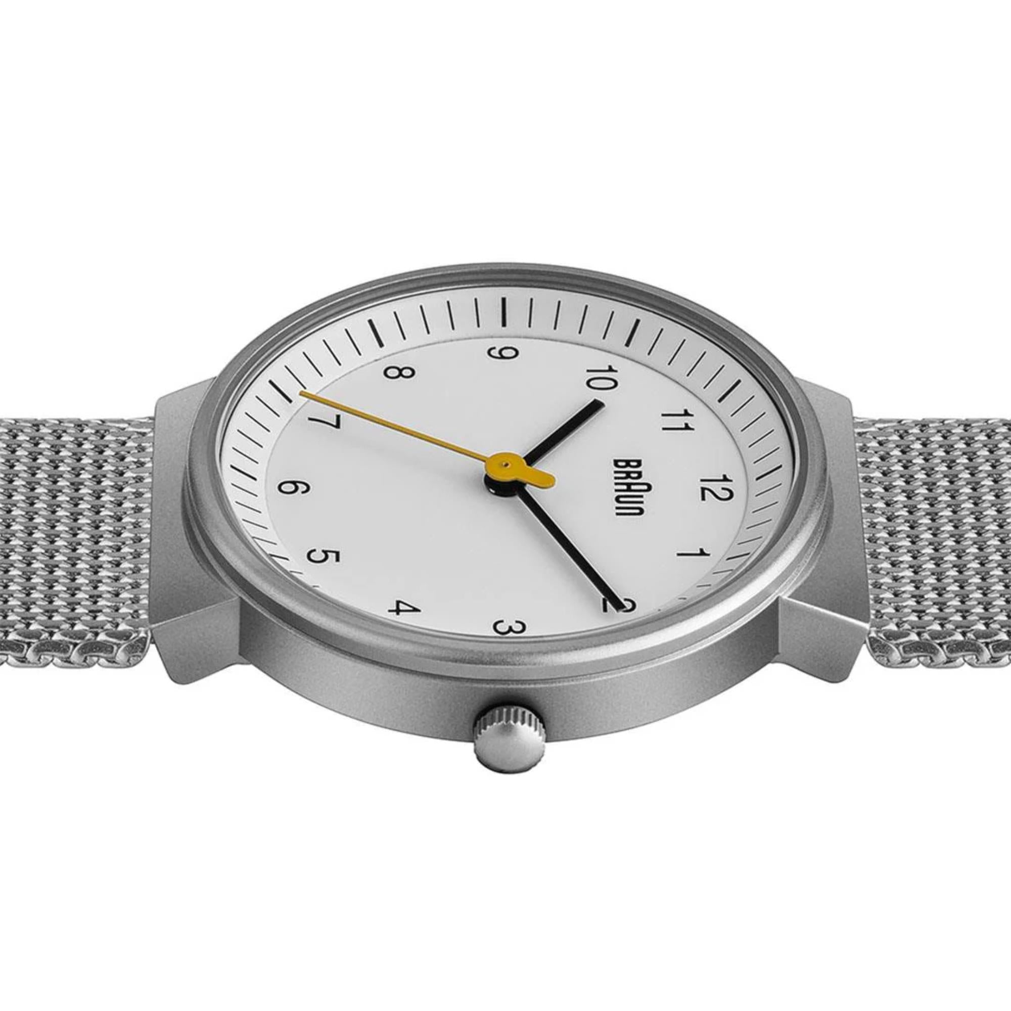 Braun Classic Silbernes Zifferblatt Stahl-Mesh-Armband Damenuhr BN0031WHSLMHL
