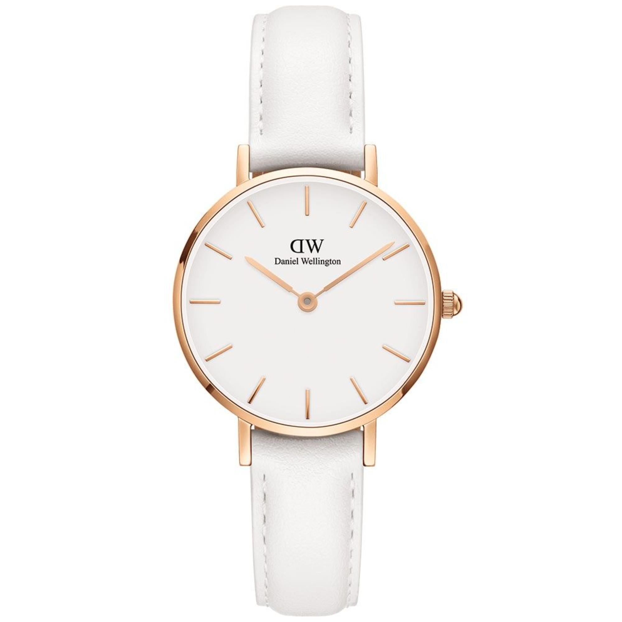 Daniel Wellington Petite 28mm White Dial Leather Ladies Quartz Watch DW00100249