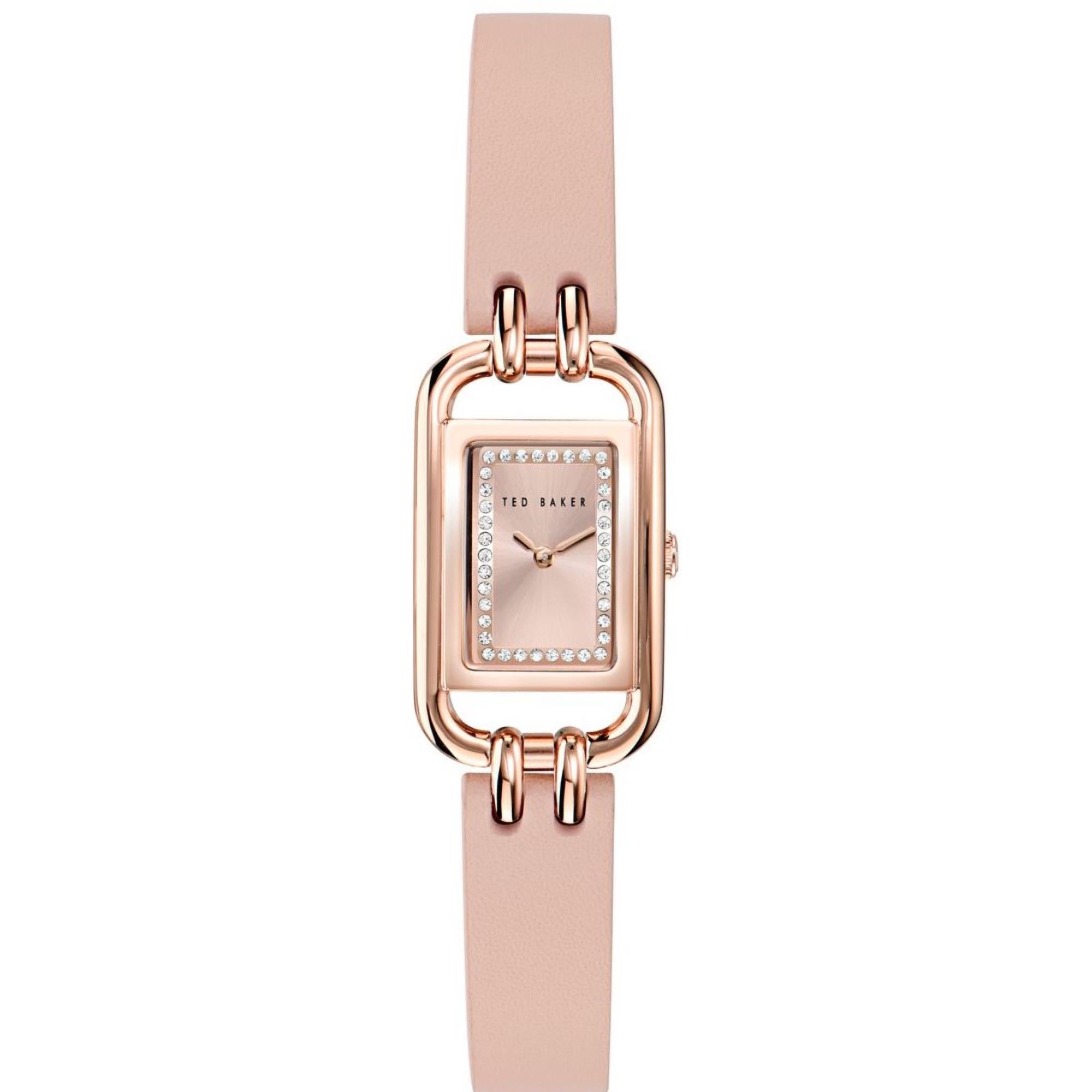Ted Baker Tessye Roségoldenes Zifferblatt Pinkes Lederarmband Damen Uhr BKPTTS402
