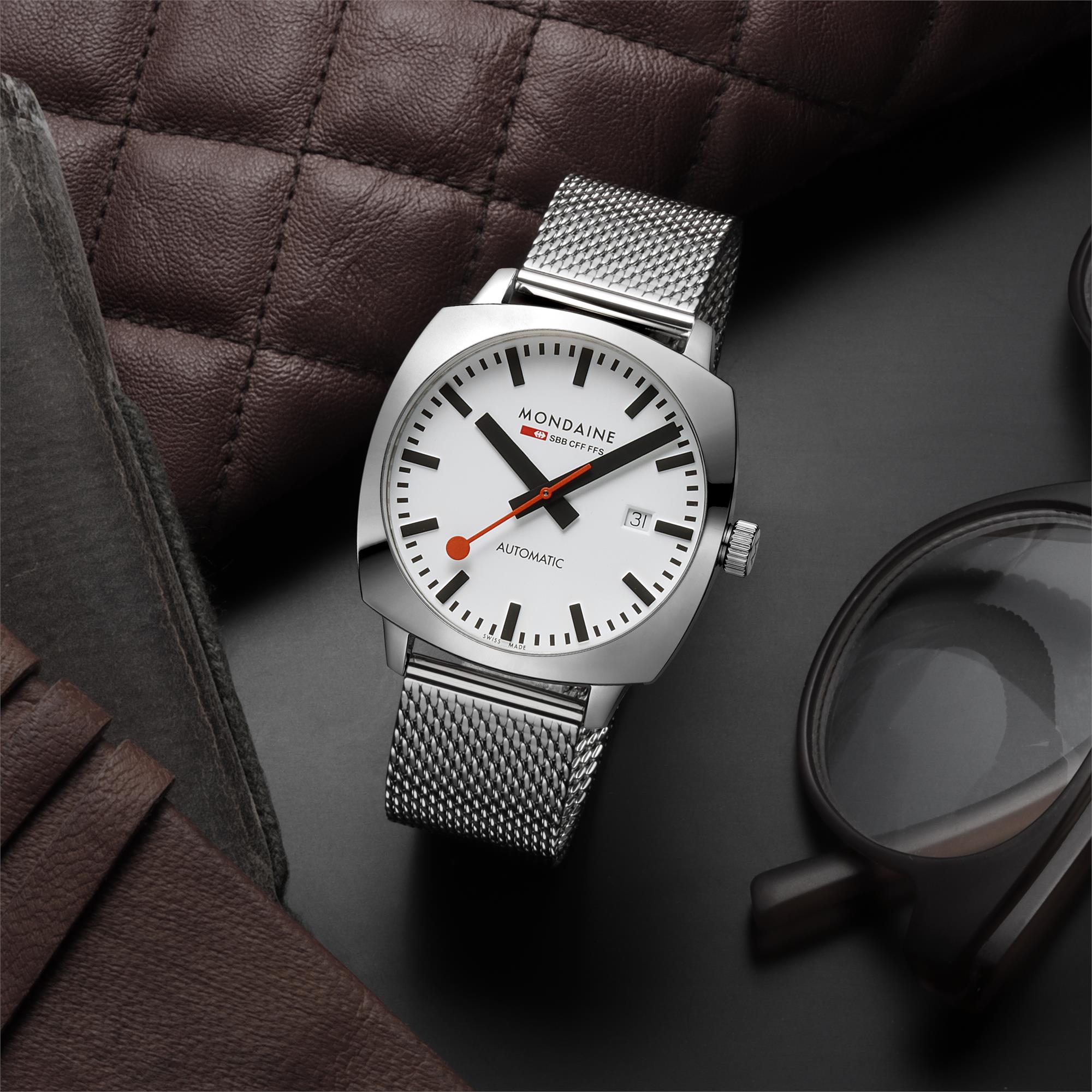 Mondaine Cushion White Dial Men's Watch MSL.3961B.SM