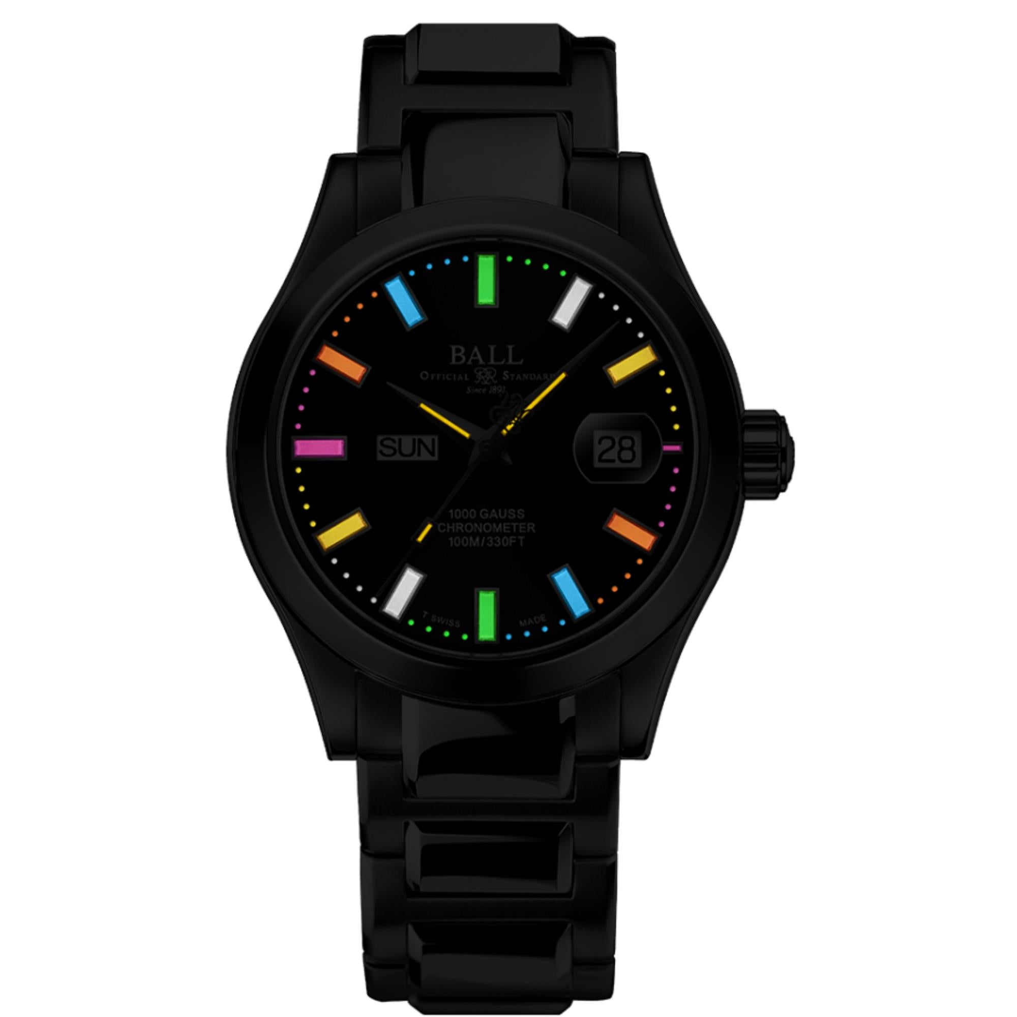 BALL Engineer III Marvelight Limited Edition Black Dial Steel Strap Men's Watch NM9036C-S1C-BKR