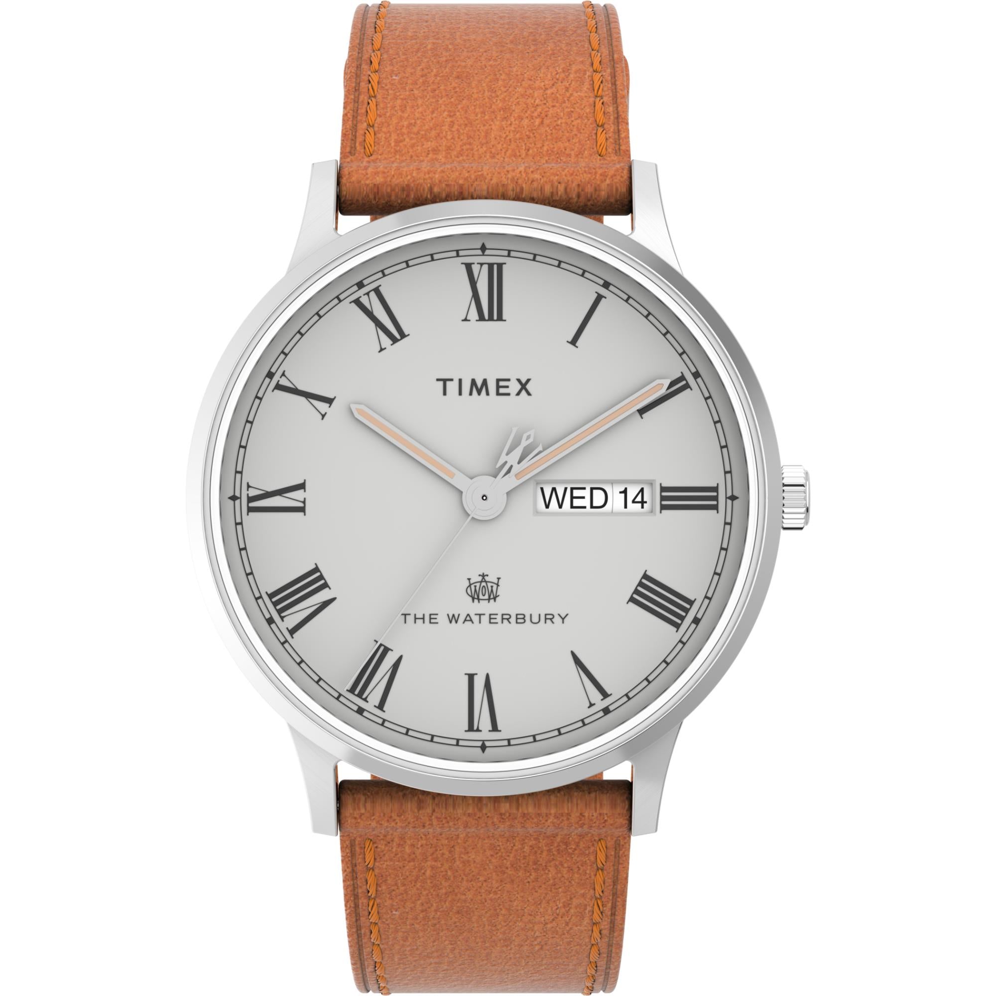 Timex Waterbury 40mm Graues Zifferblatt Leder Herren Quarz Uhr TW2V73600