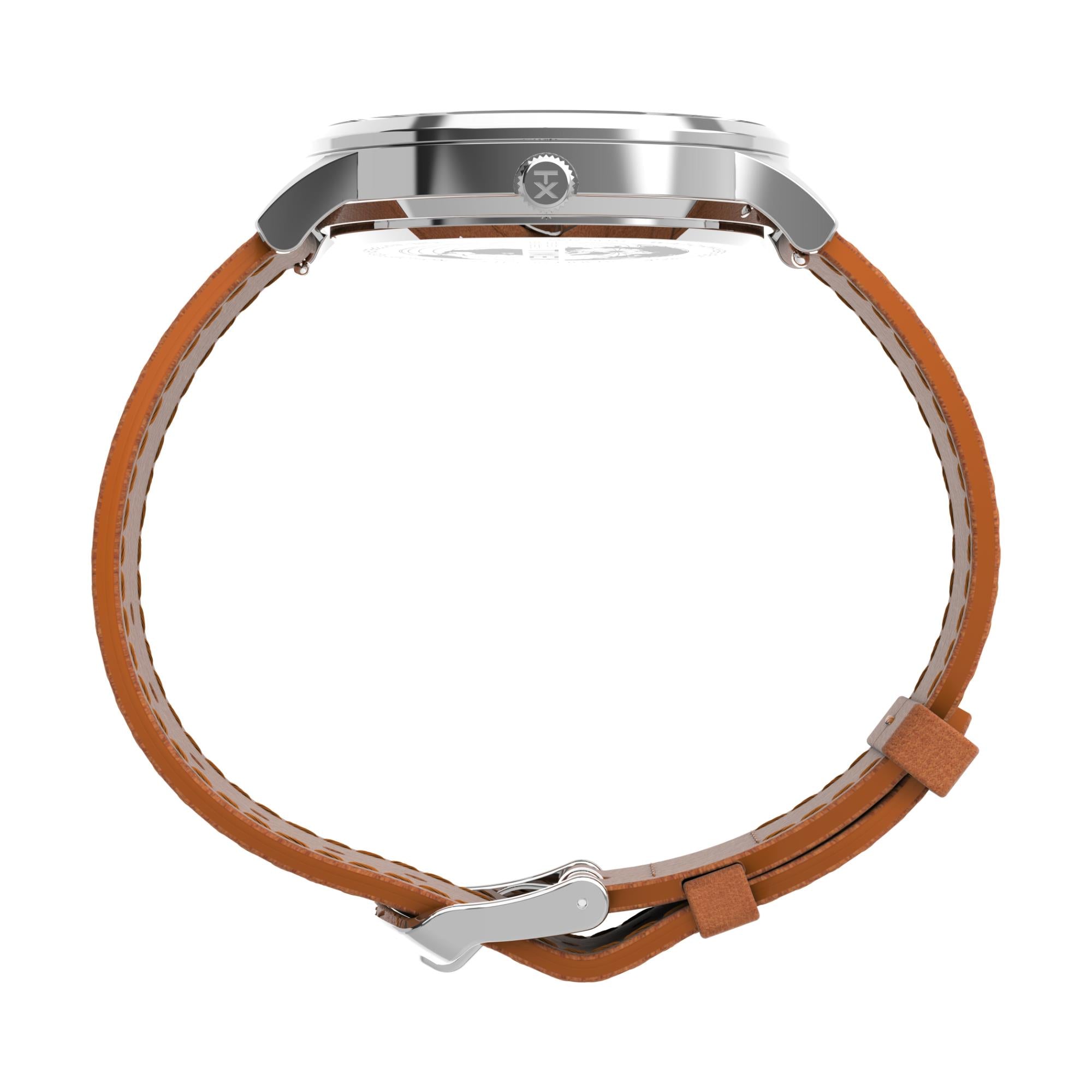 Timex Waterbury 40mm Graues Zifferblatt Leder Herren Quarz Uhr TW2V73600