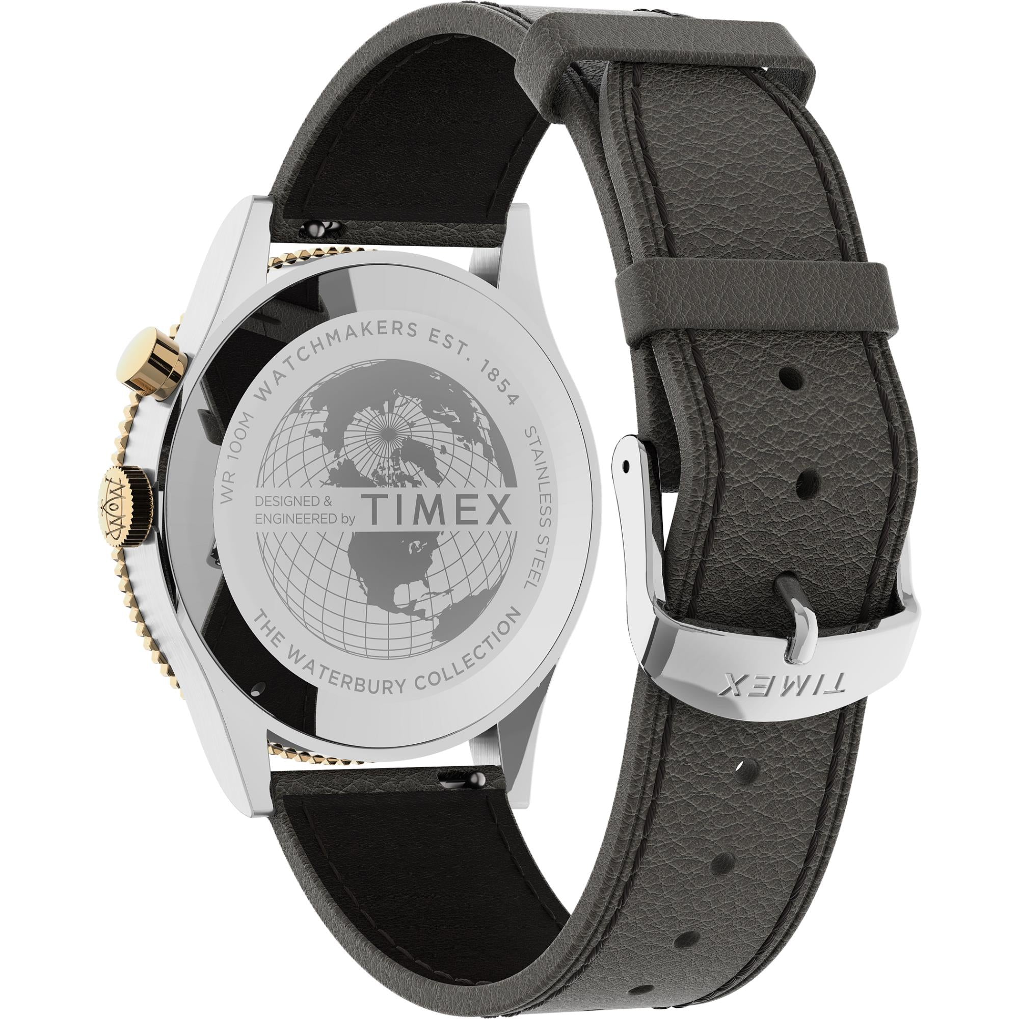 Timex Waterbury 39mm Blue Dial Leather Mens Quartz Watch TW2U90500
