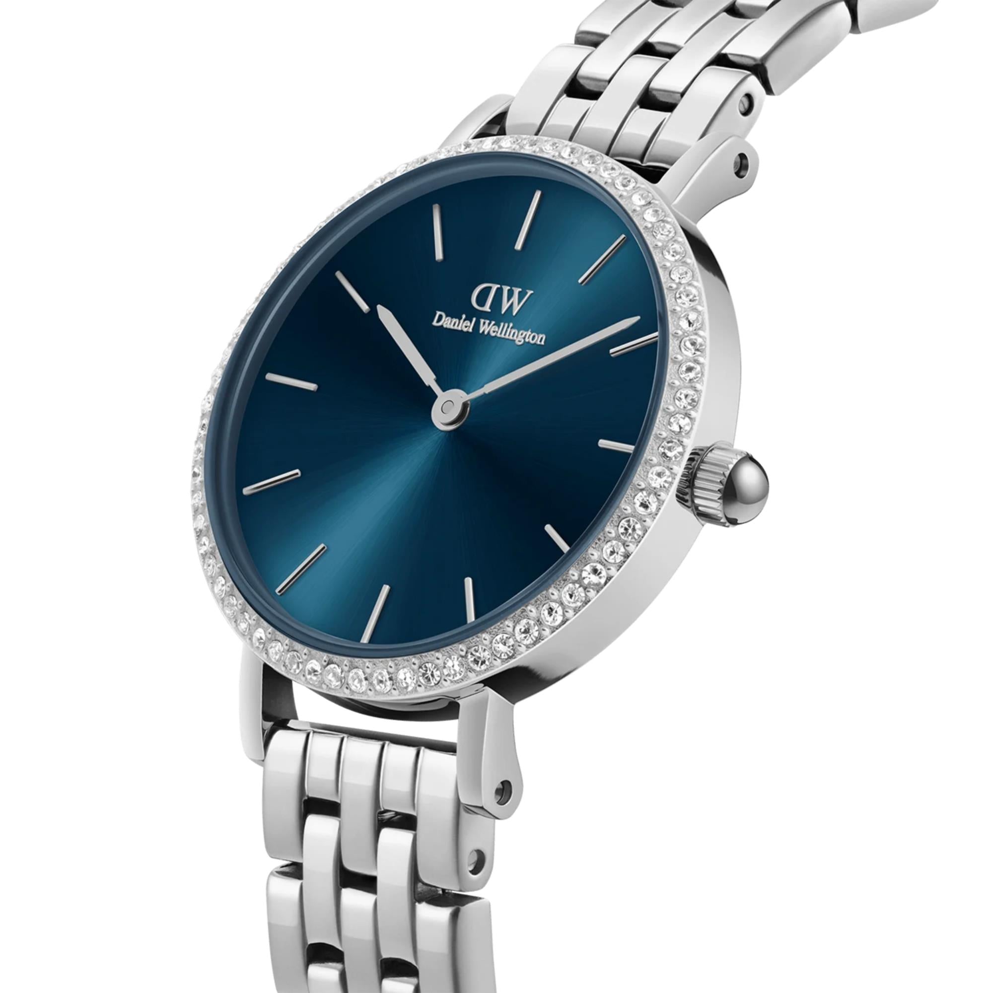 Daniel Wellington Petite Arctic Blue Sunray Dial Stainless Steel Strap Women's Watch DW00100664 - WatchNation