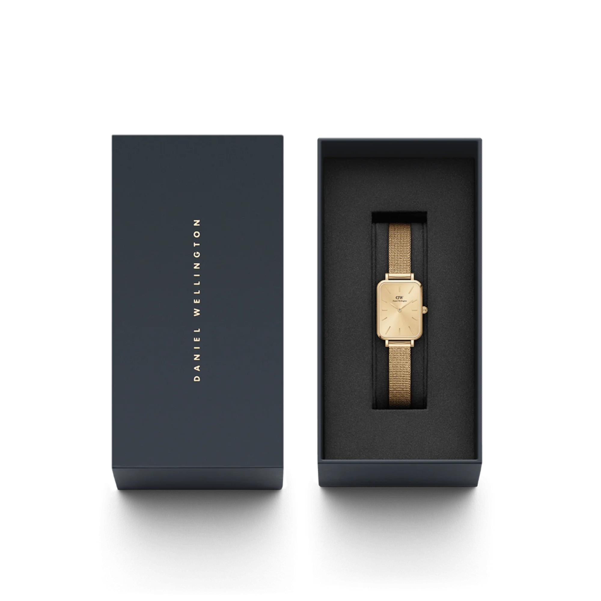 Daniel Wellington Quadro 20mm Gold Zifferblatt Stahl Damen Quarz Uhr DW00100485