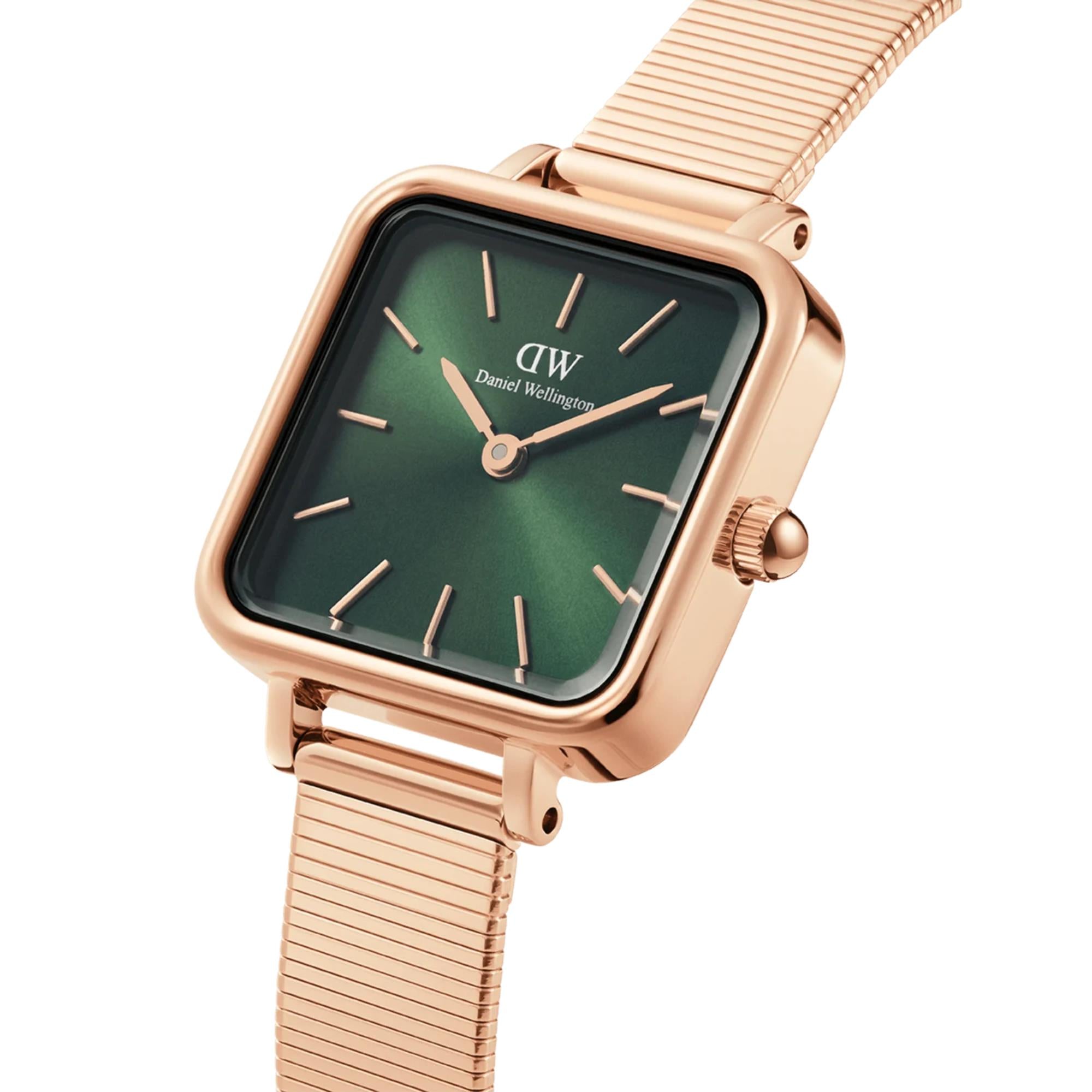 Daniel Wellington Quadro 22mm Green Dial Steel Ladies Quartz Watch DW00100520