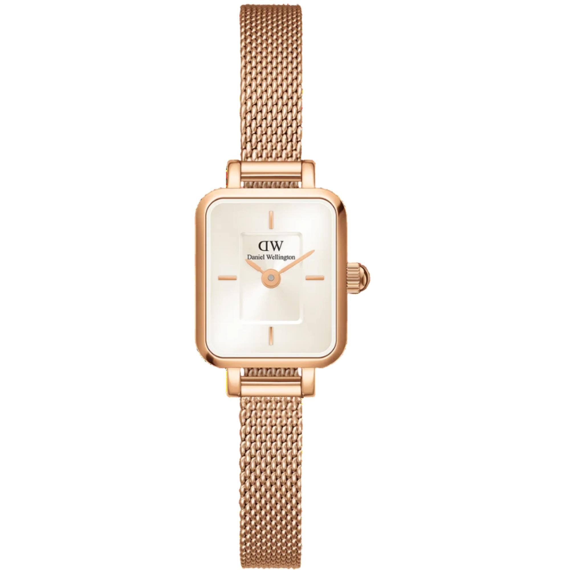 Daniel Wellington Quadro 15mm Champagner Zifferblatt Stahl Damen Quarz Uhr DW00100651