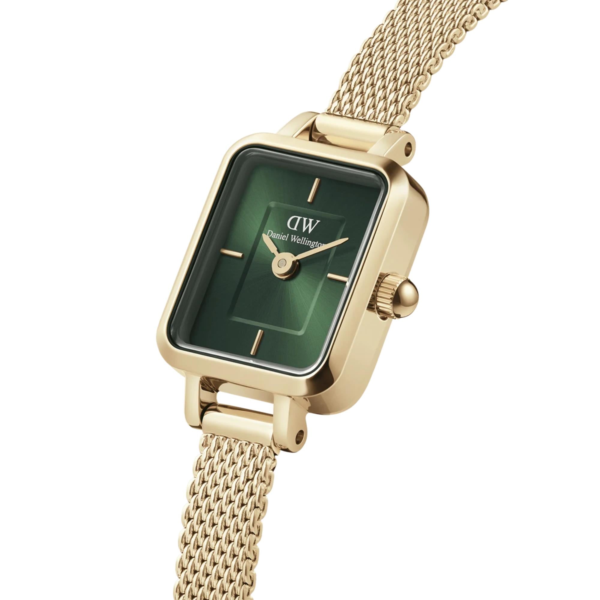 Daniel Wellington Quadro 15mm Green Dial Steel Ladies Quartz Watch DW00100653