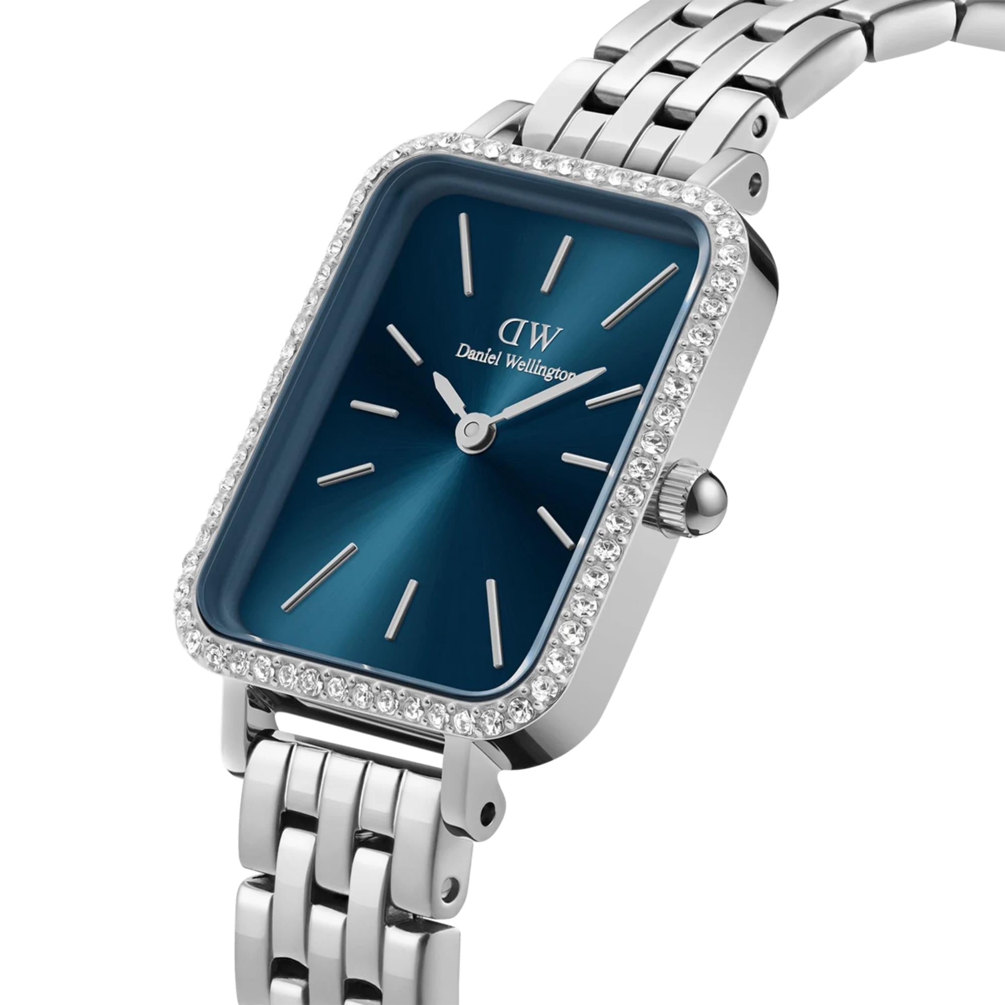 Daniel Wellington Quadro 20mm Blue Dial Steel Ladies Quartz Watch DW00100670
