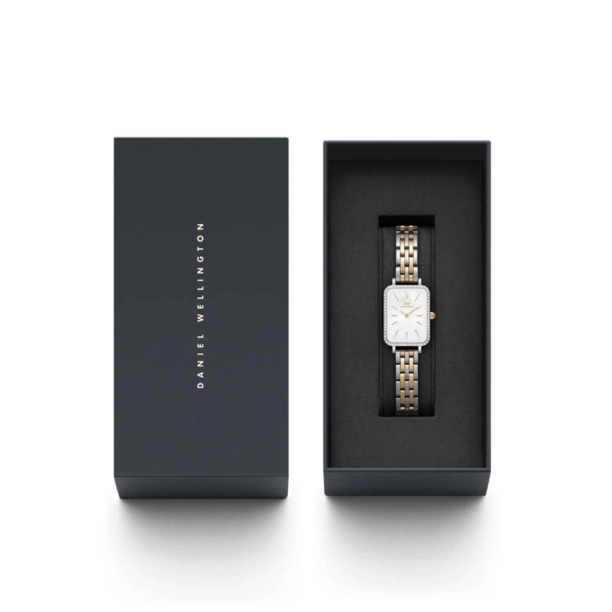Daniel Wellington Quadro 20mm White Mother of Pearl Dial Steel Ladies Quartz Watch DW00100671