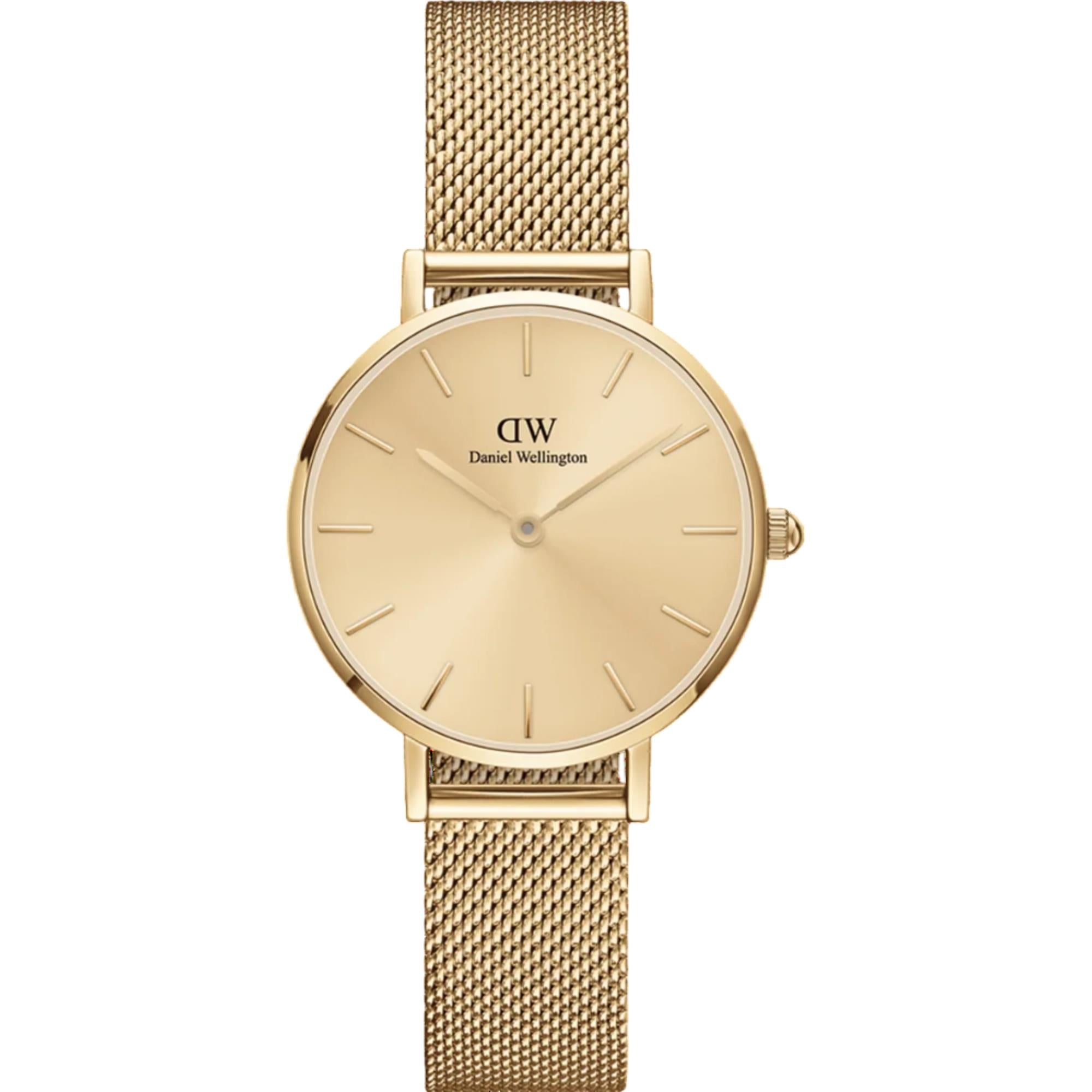 Daniel Wellington Petite 28mm Gold Dial Steel Ladies Quartz Watch DW00100473