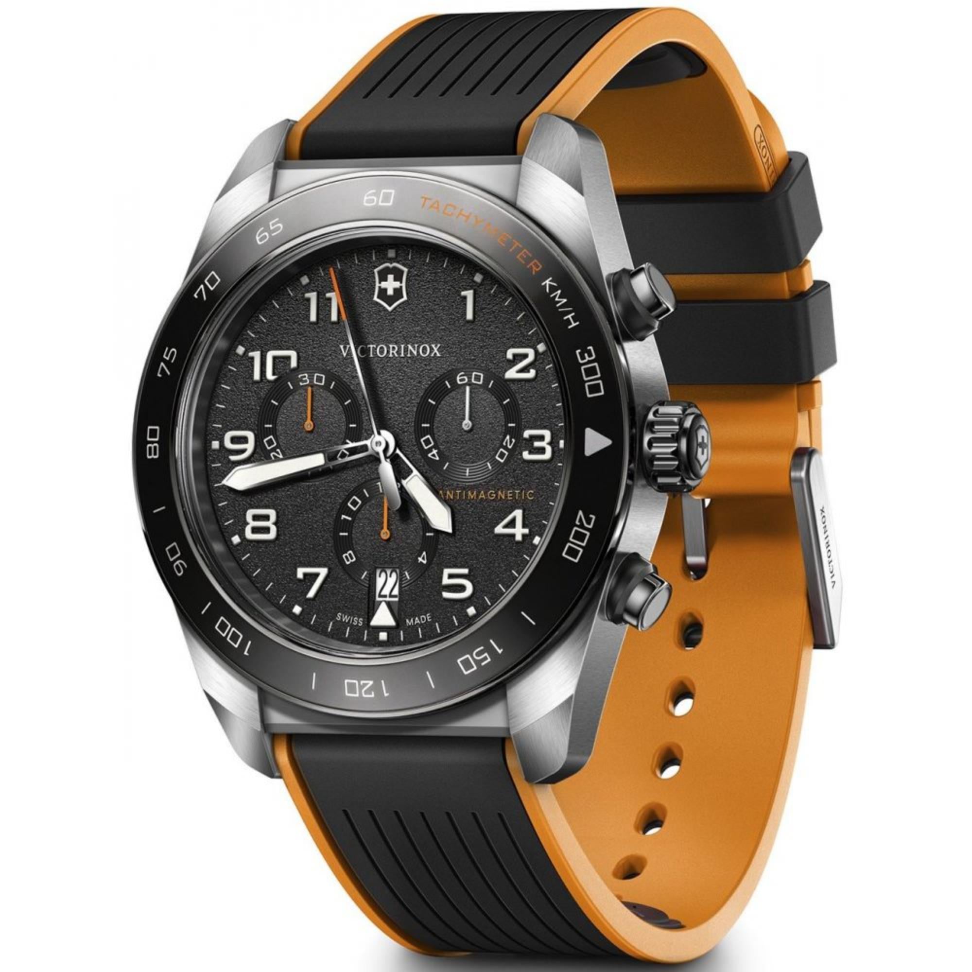 Victorinox Swiss Army 242050 matte black dial and chronograph sub-dials