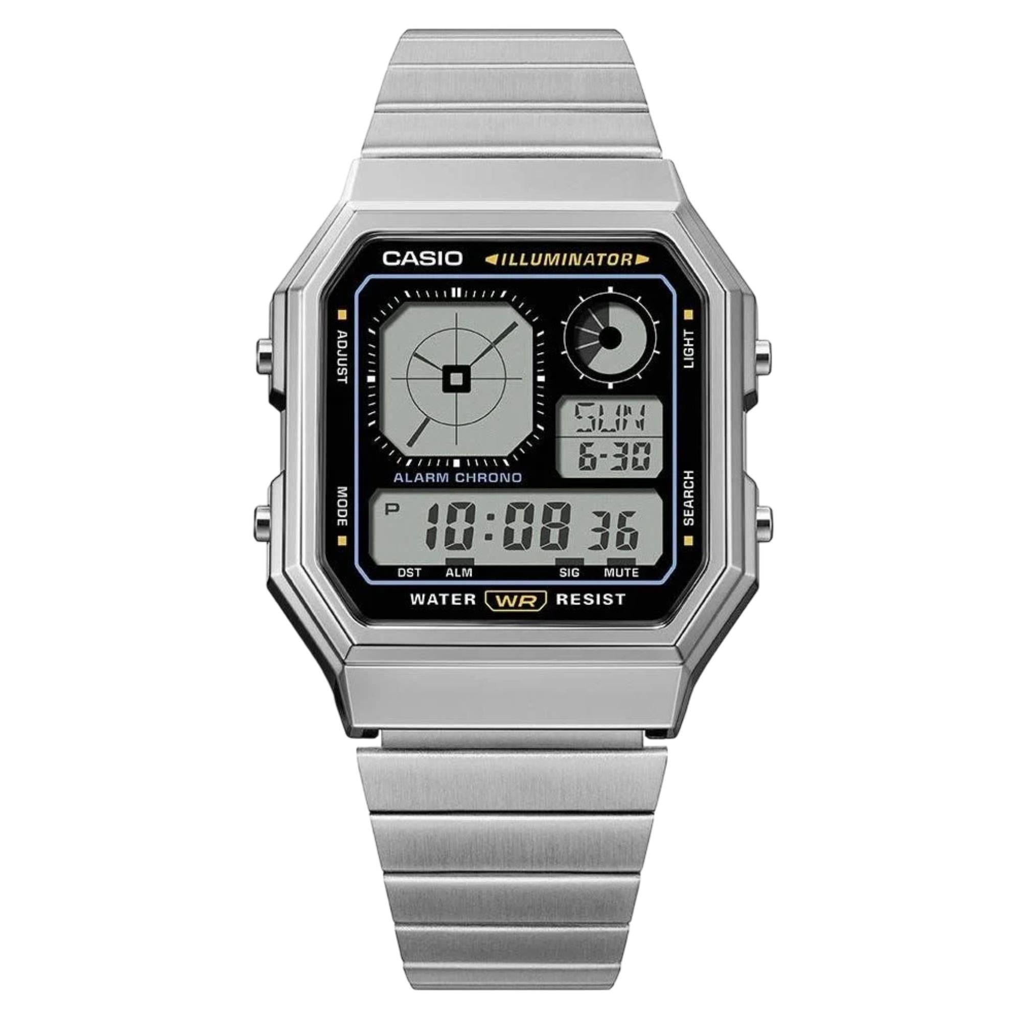 Casio Vintage Digital Stainless Steel Unisex Watch A130WE-1AEF
