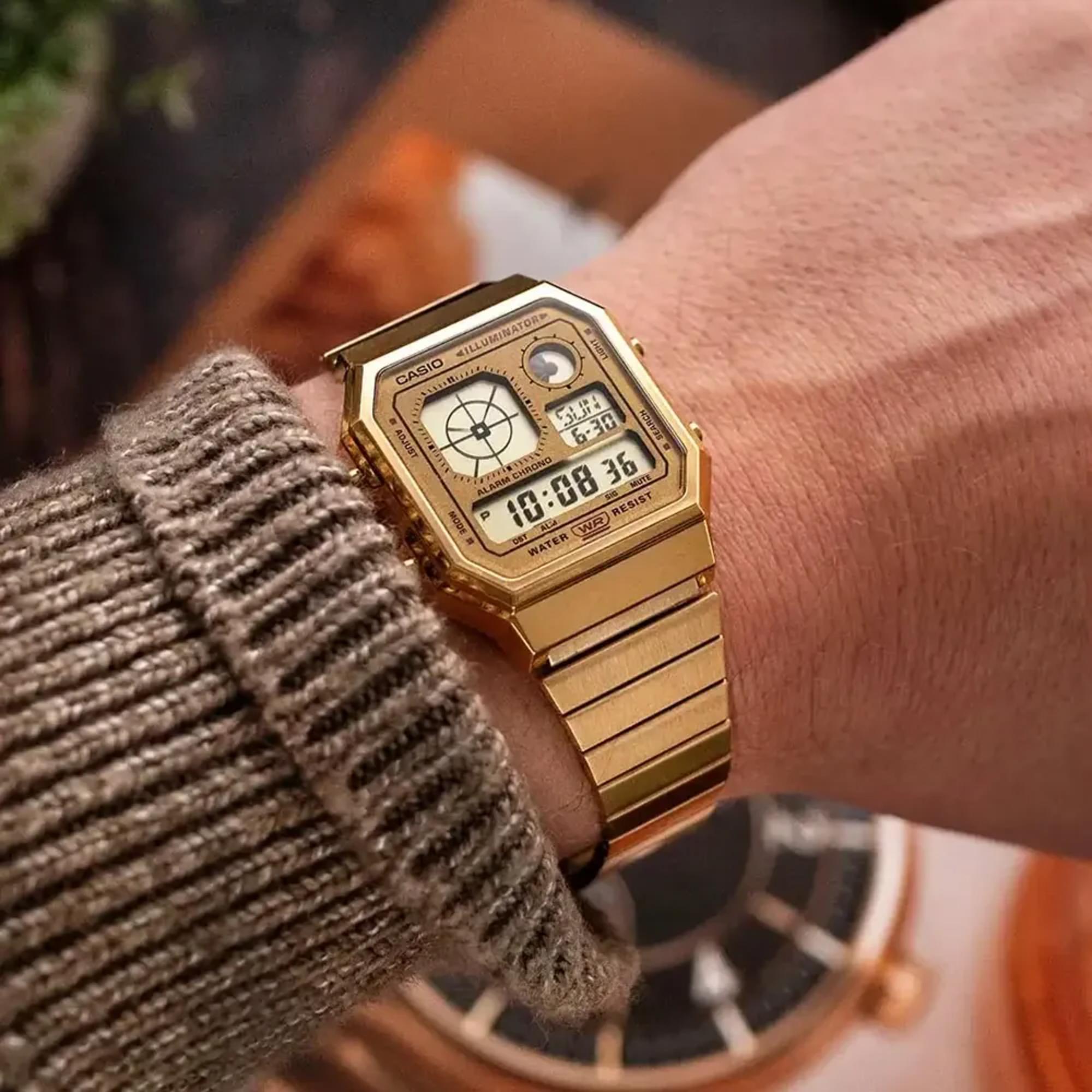Casio Vintage Digital Goldfarbener Armband Uhr A130WEG-9AEF