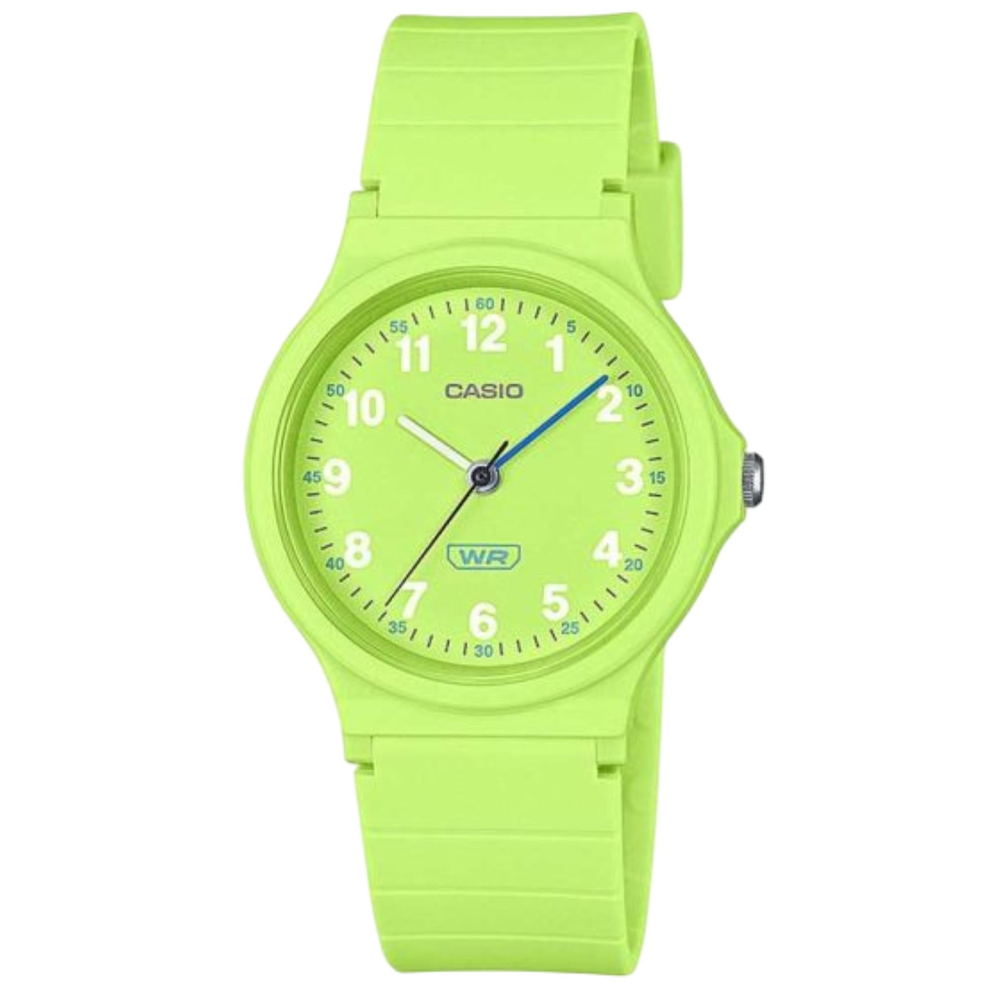 Casio POP Grünes Zifferblatt Harzarmband Damen Uhr LQ-24B-3BEF