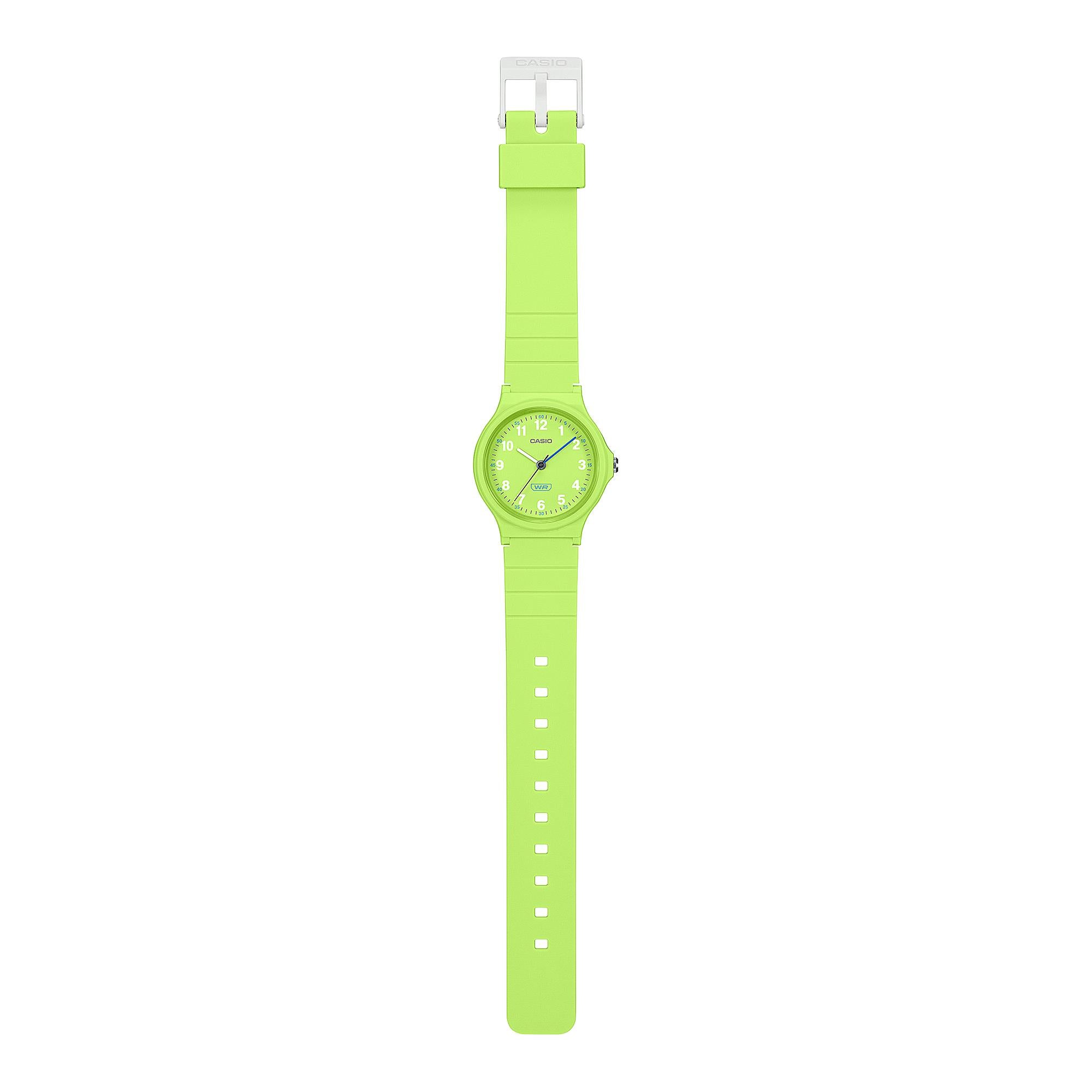 Casio POP Grünes Zifferblatt Harzarmband Damen Uhr LQ-24B-3BEF