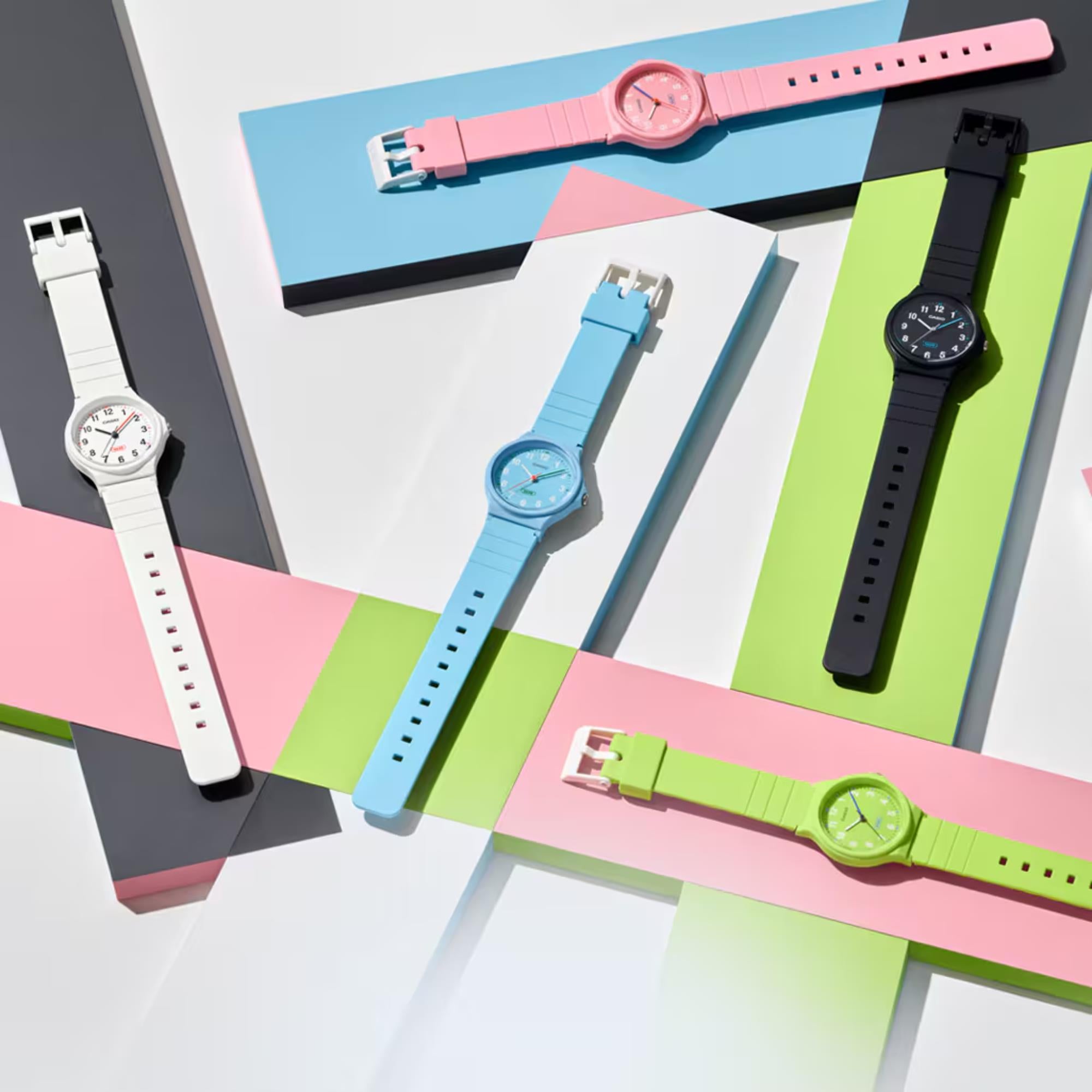 Casio POP Grünes Zifferblatt Harzarmband Damen Uhr LQ-24B-3BEF
