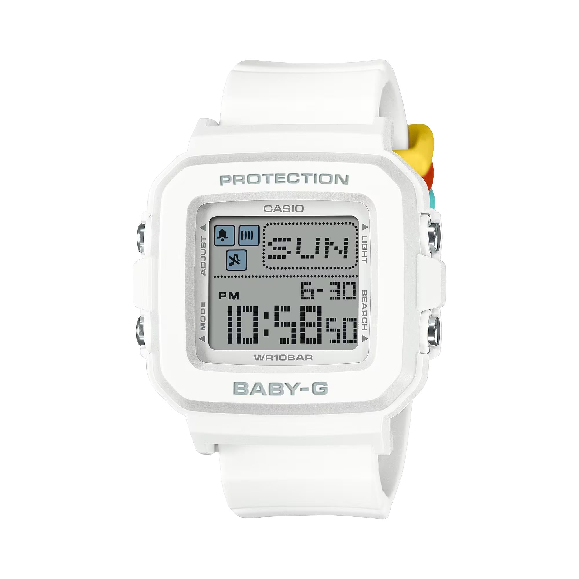 Casio BABY-G Digital Weißes Harzarmband Damen Uhr BGD-10L-7ER