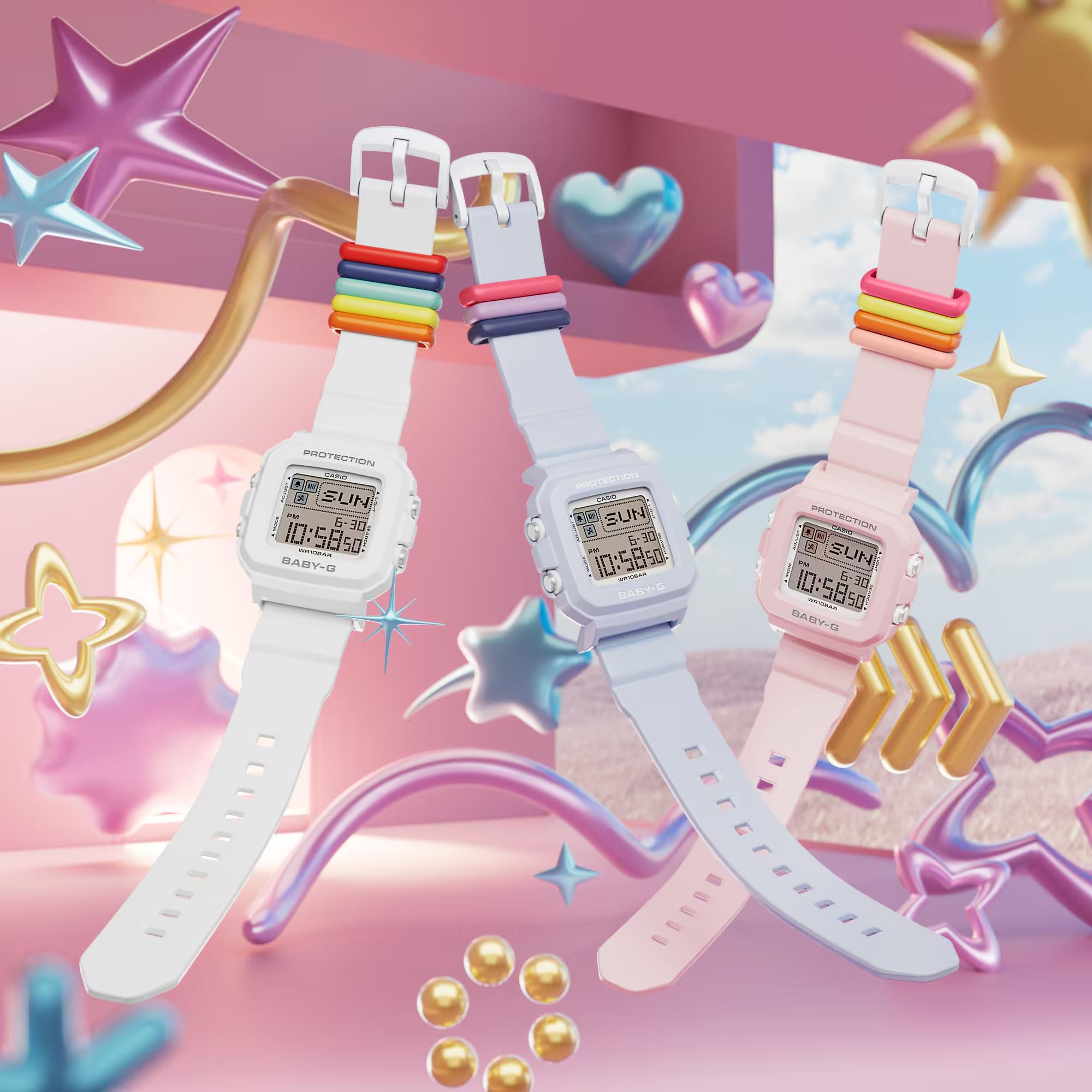 Casio BABY-G Digital Weißes Harzarmband Damen Uhr BGD-10L-7ER