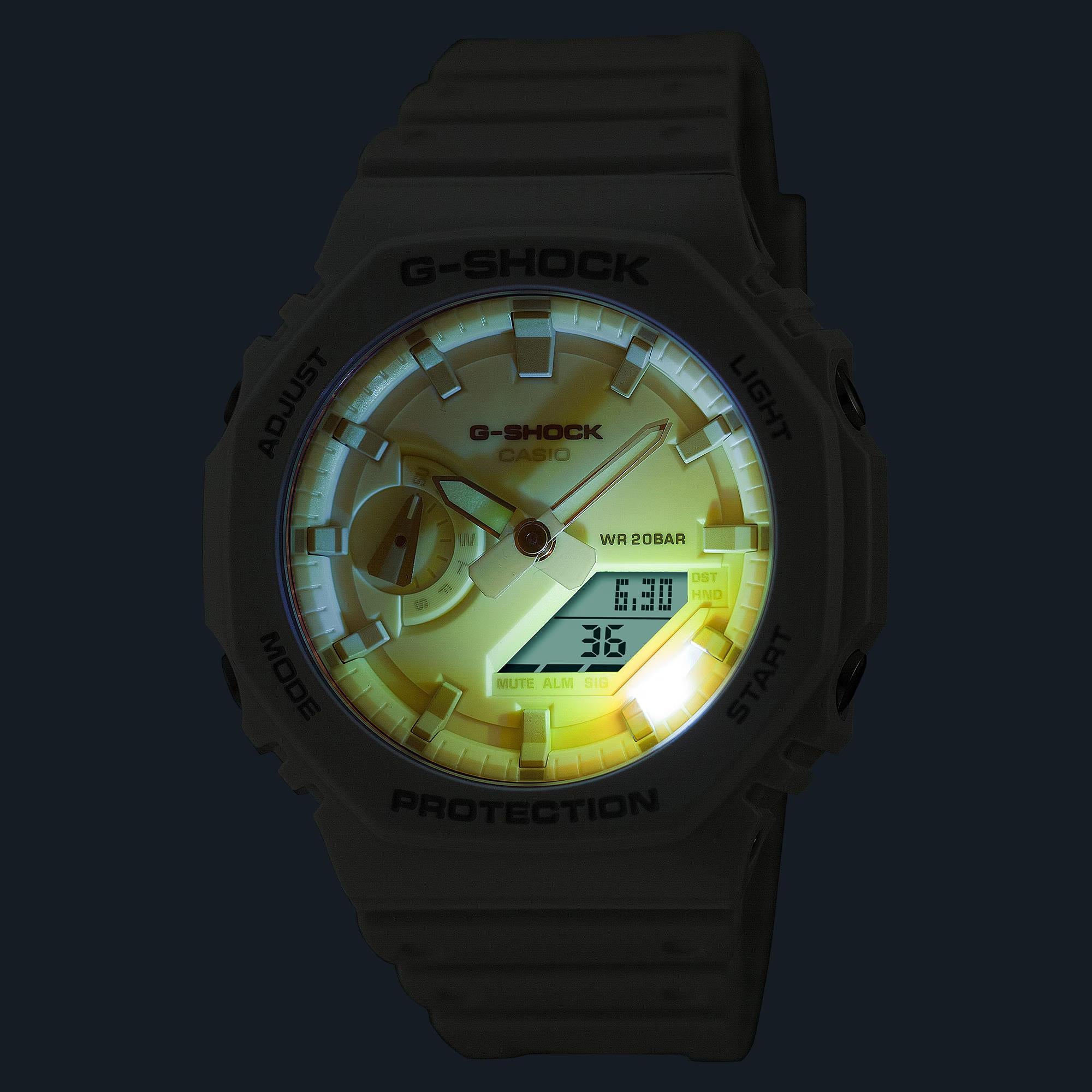 Casio G-Shock Blaues Digital Weißes Harzarmband Herren Uhr GA-2100TL-7AER