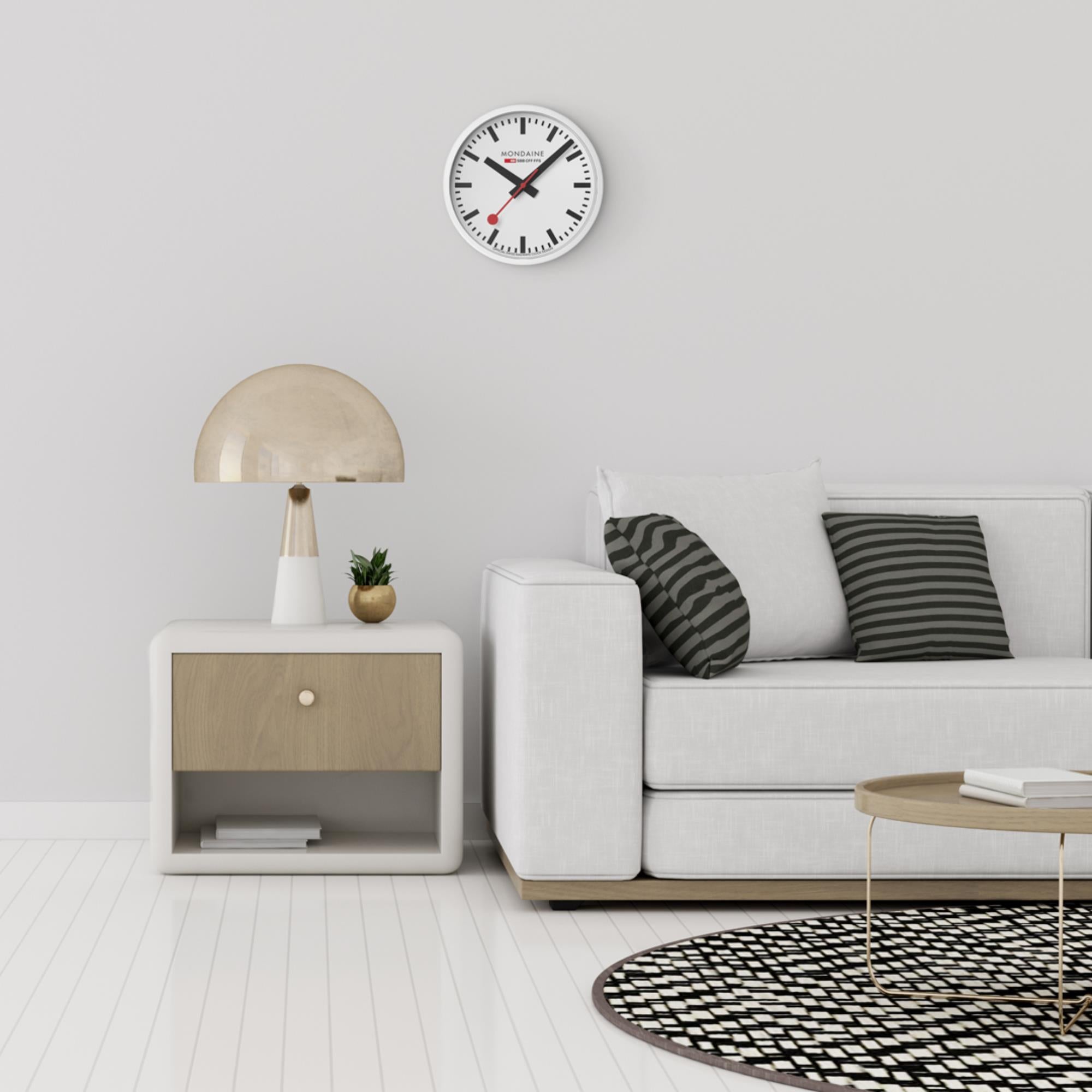 Mondaine Classic 25cm White Frame Wall Clock A990.CLOCK.10SBB
