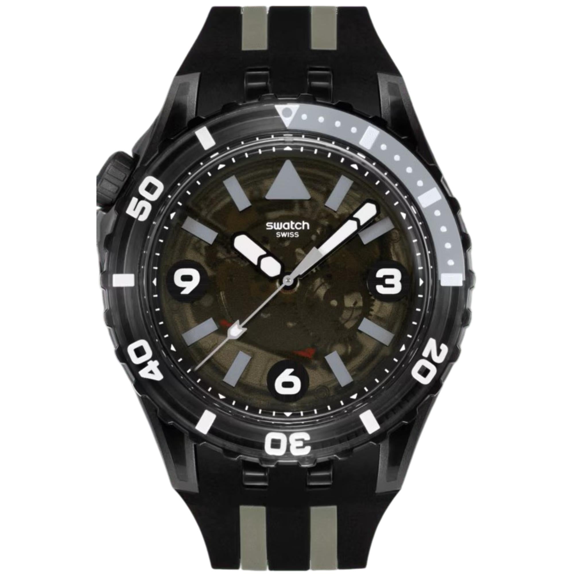 Swatch SCUBAQUA Schwarze Qualle Schwarzes Biokeramisches Zifferblatt Silikonarmband Uhr SSCU09B100