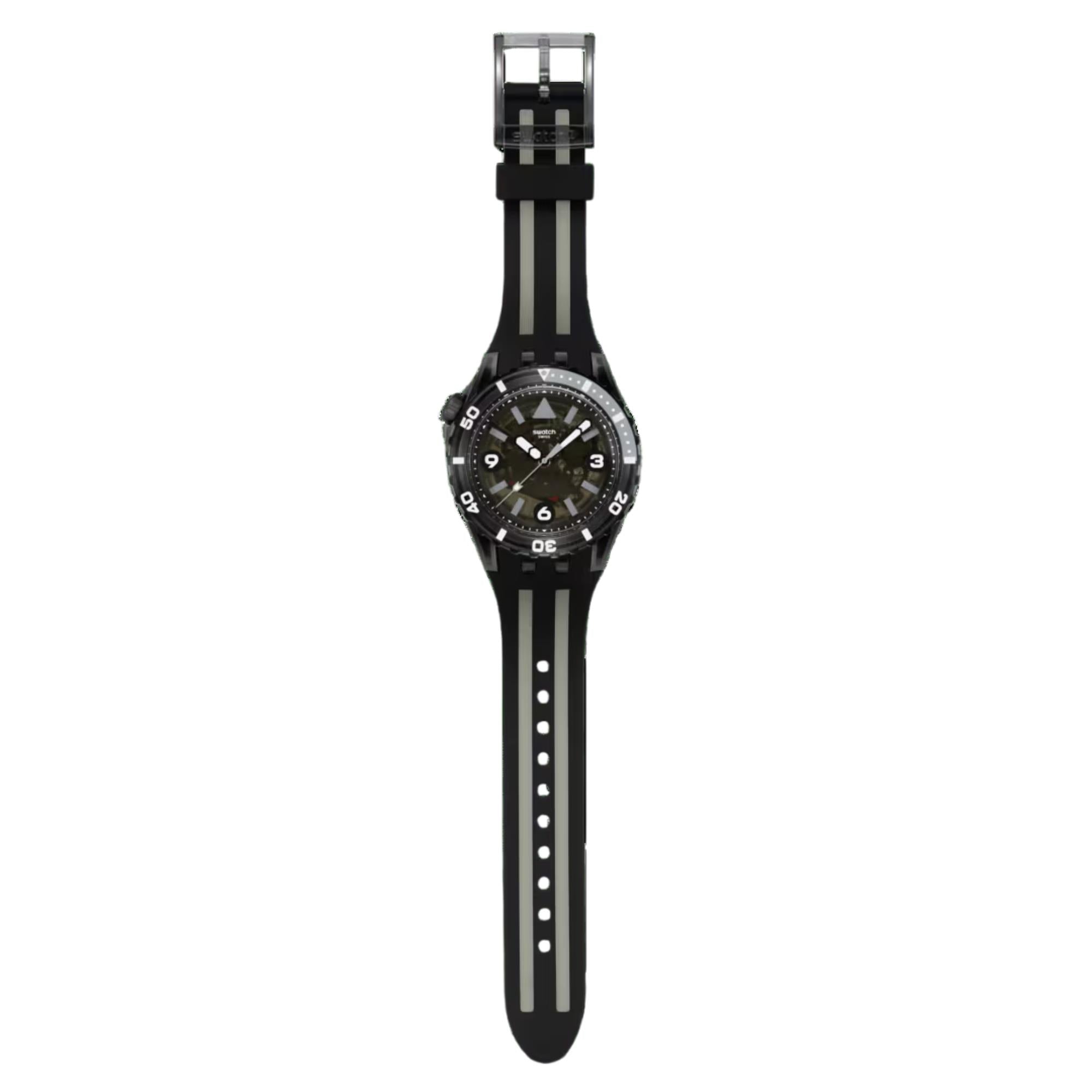 Swatch SCUBAQUA Schwarze Qualle Schwarzes Biokeramisches Zifferblatt Silikonarmband Uhr SSCU09B100