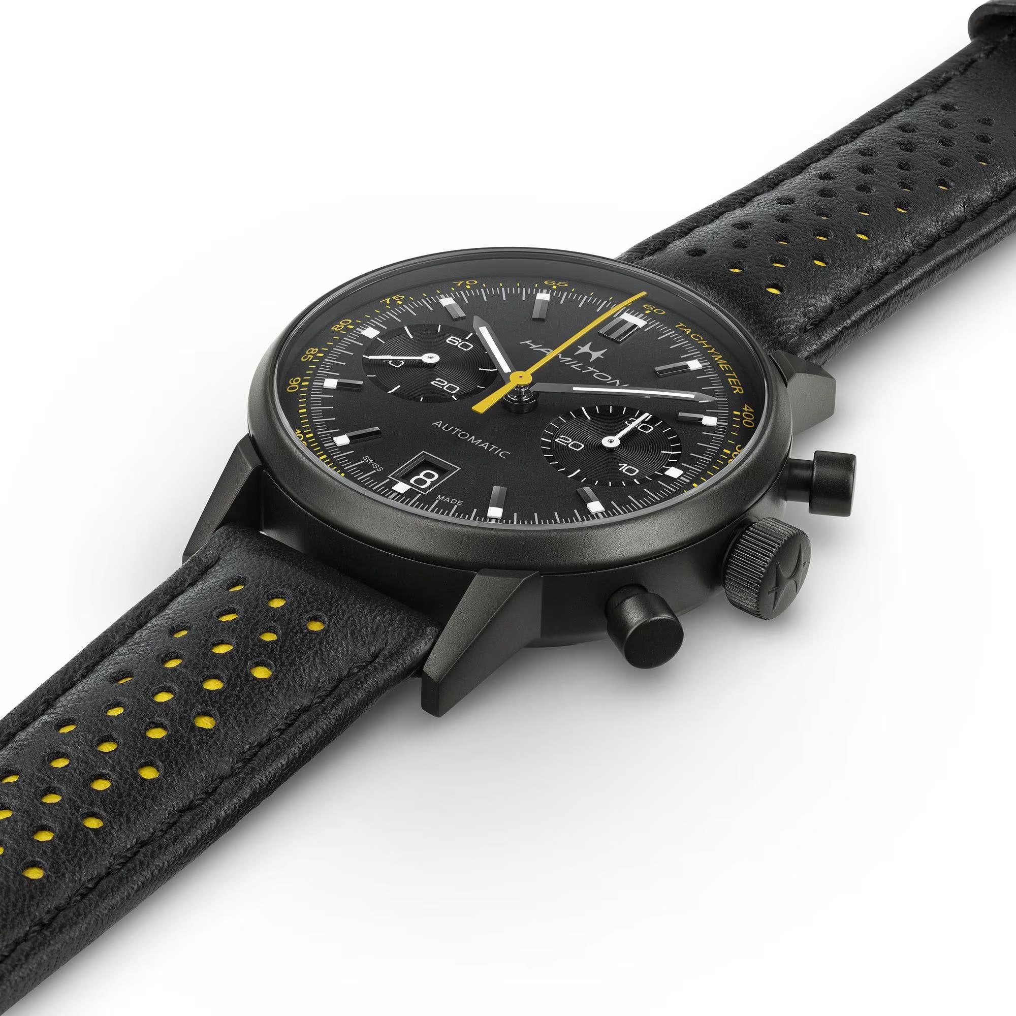 Hamilton American Classic 40mm Chronograph Black Dial Leather Mens Automatic Watch H38446731