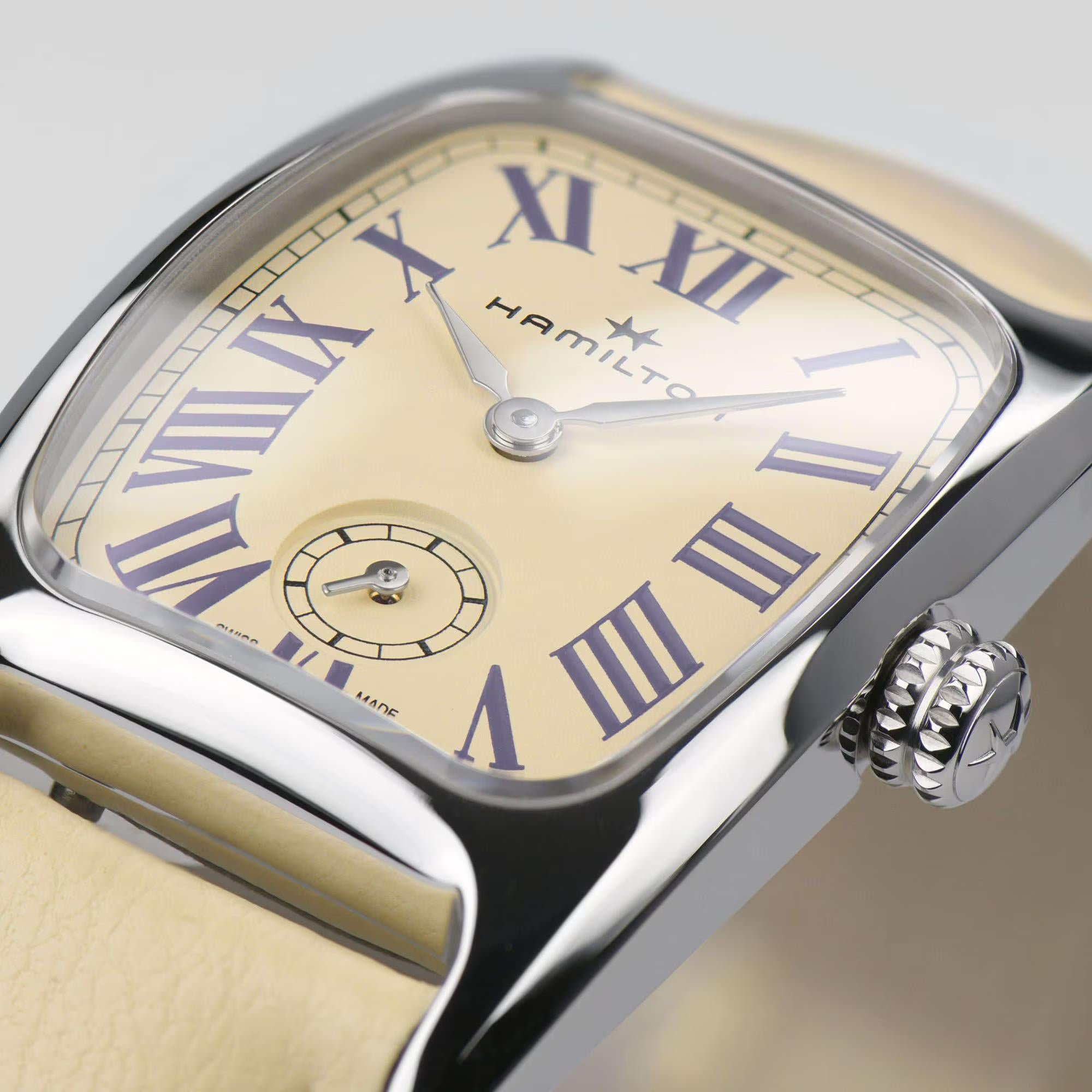 Hamilton American Classic 24mm Kleine Sekunde Beiges Zifferblatt Leder Damen Quarz Uhr H13321821