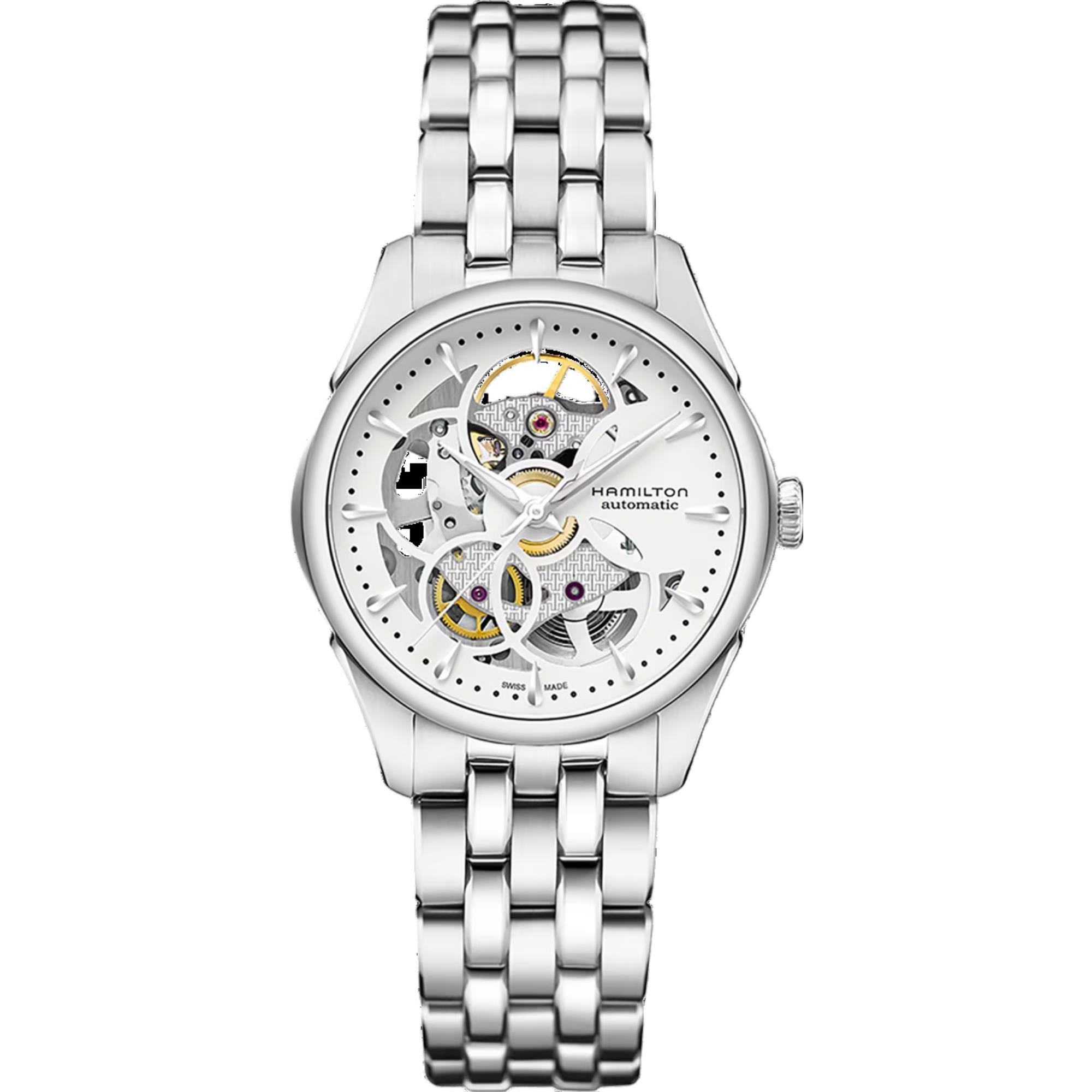 Hamilton Jazzmaster 36mm Skelett Weißes Zifferblatt Stahl Damen Automatik Uhr H32405111