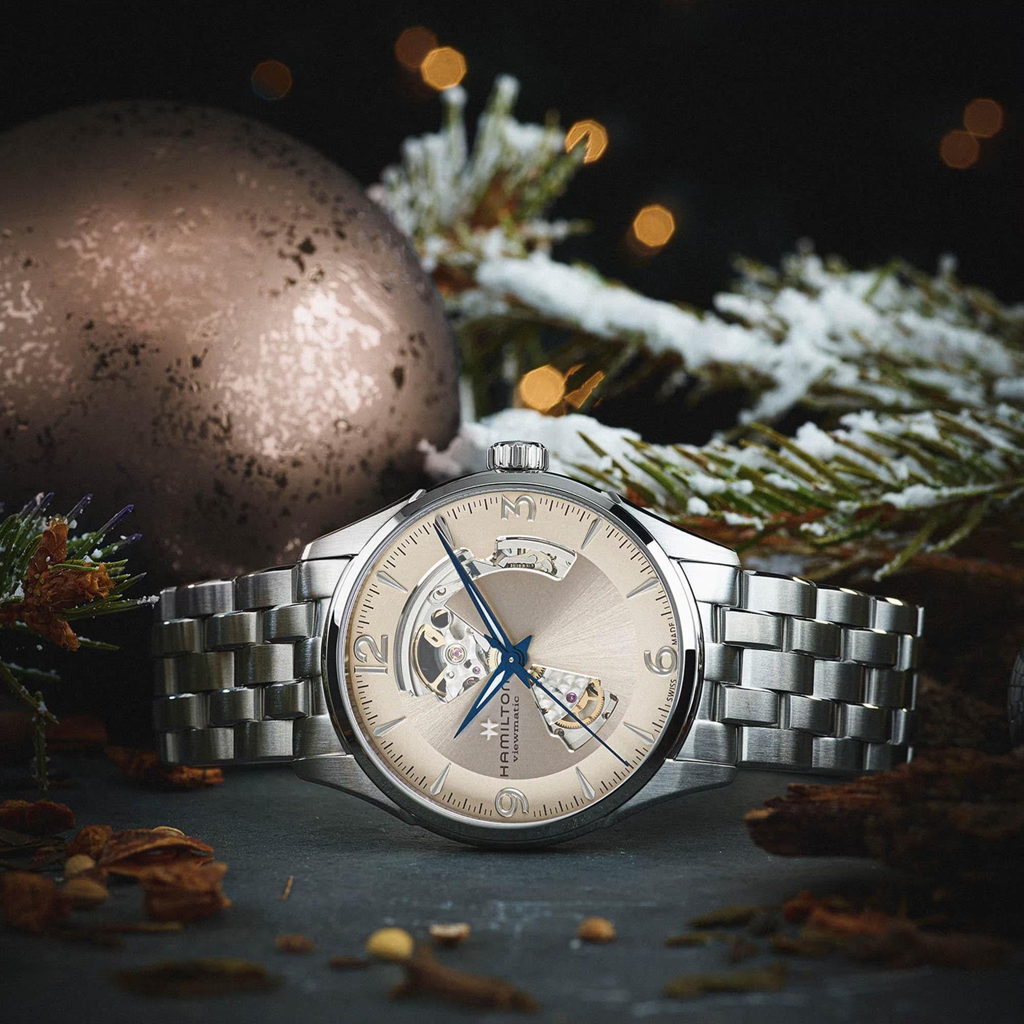 Hamilton Jazzmaster 42mm Offenes Herz Beiges Zifferblatt Stahl Herren Automatik Uhr H32705121